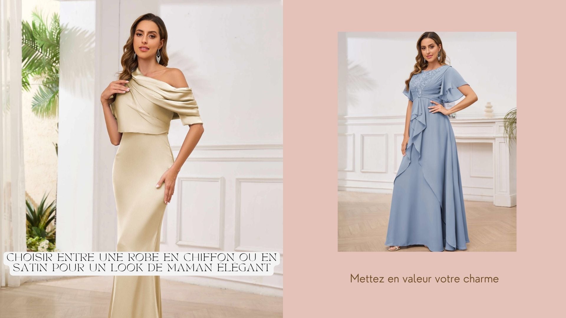 Choisir entre une robe en chiffon ou en satin pour un look de maman élégant