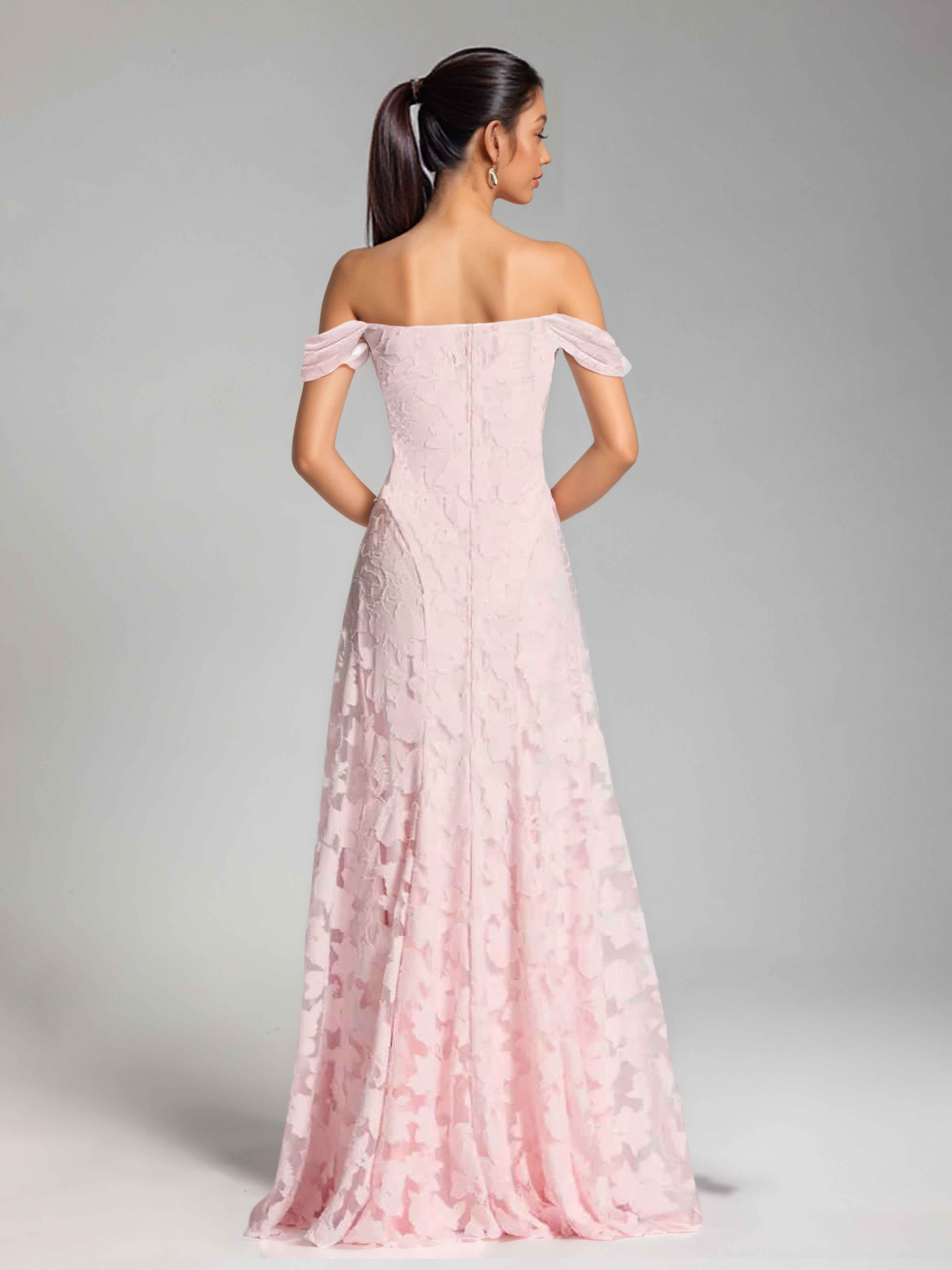 Robes De Demoiselle D'Honneur En Mousseline Épaules Dénudées Oraelithra