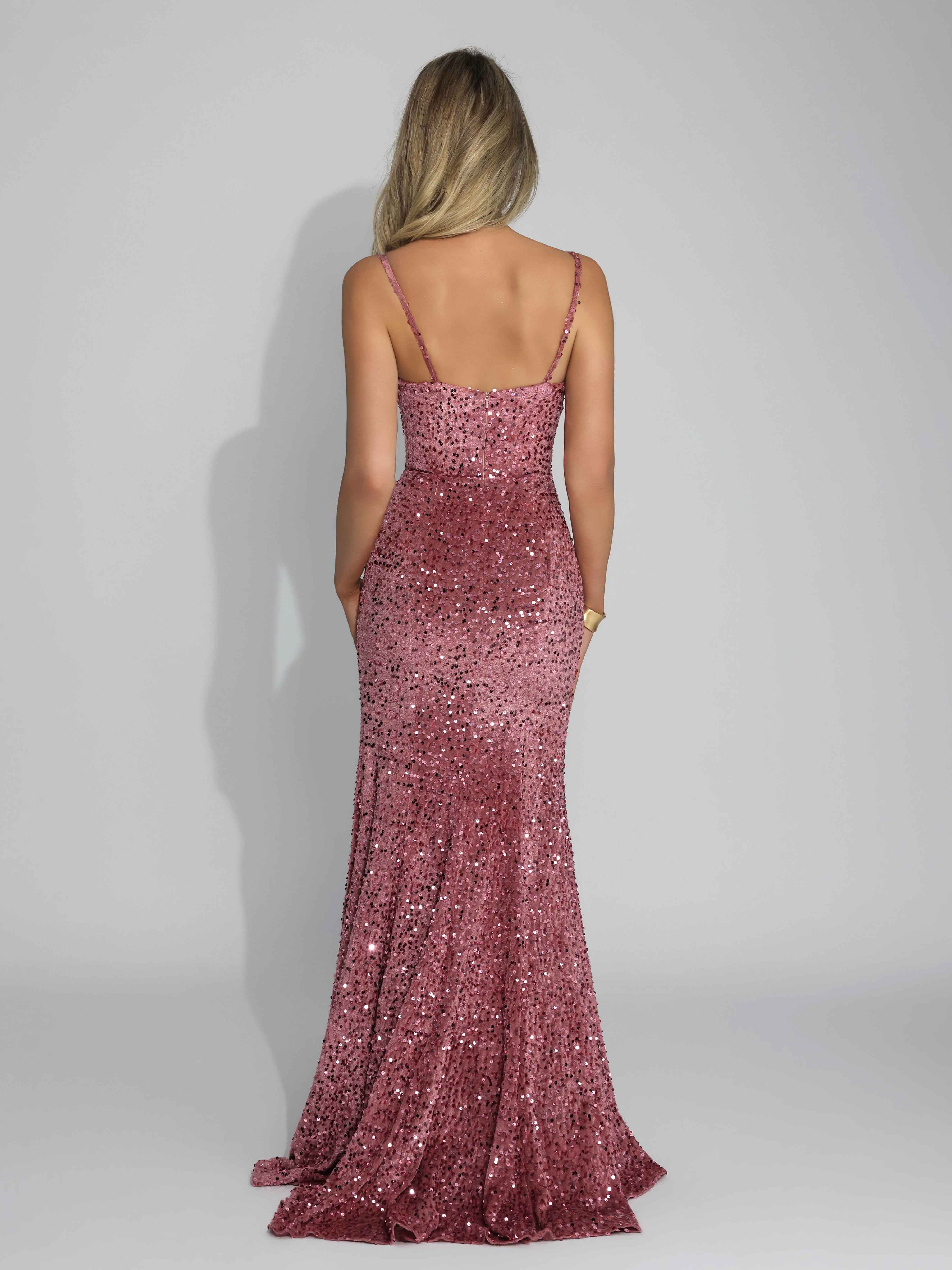 Robes De Soirée En Velours Bretelles Spaghetti Tendance Pailletées Longue Draelithia