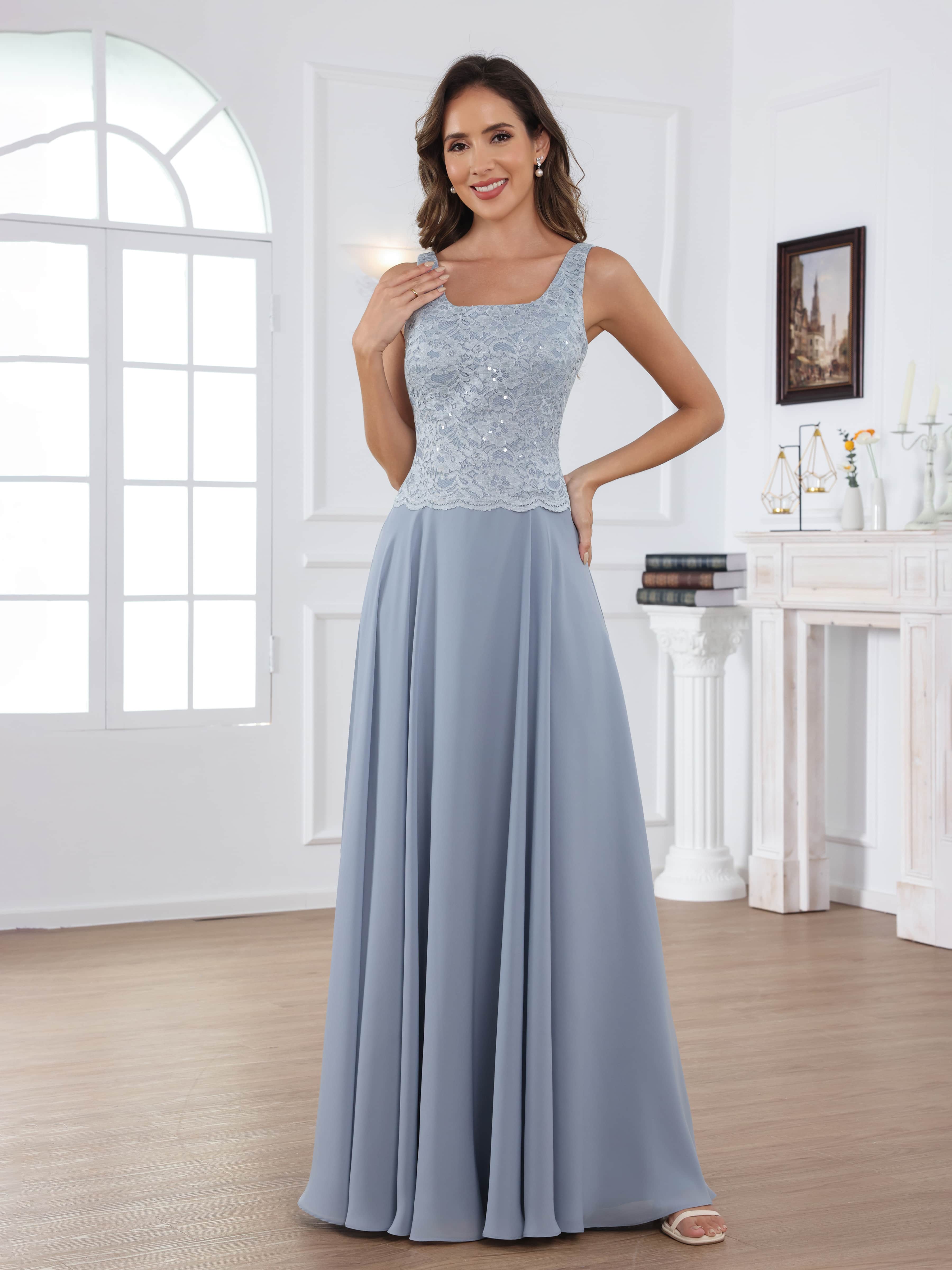 Robes Mère De La Mariée En Mousseline À A-ligne 2 pièces Appliqués Longueur Au Sol Traelithryn