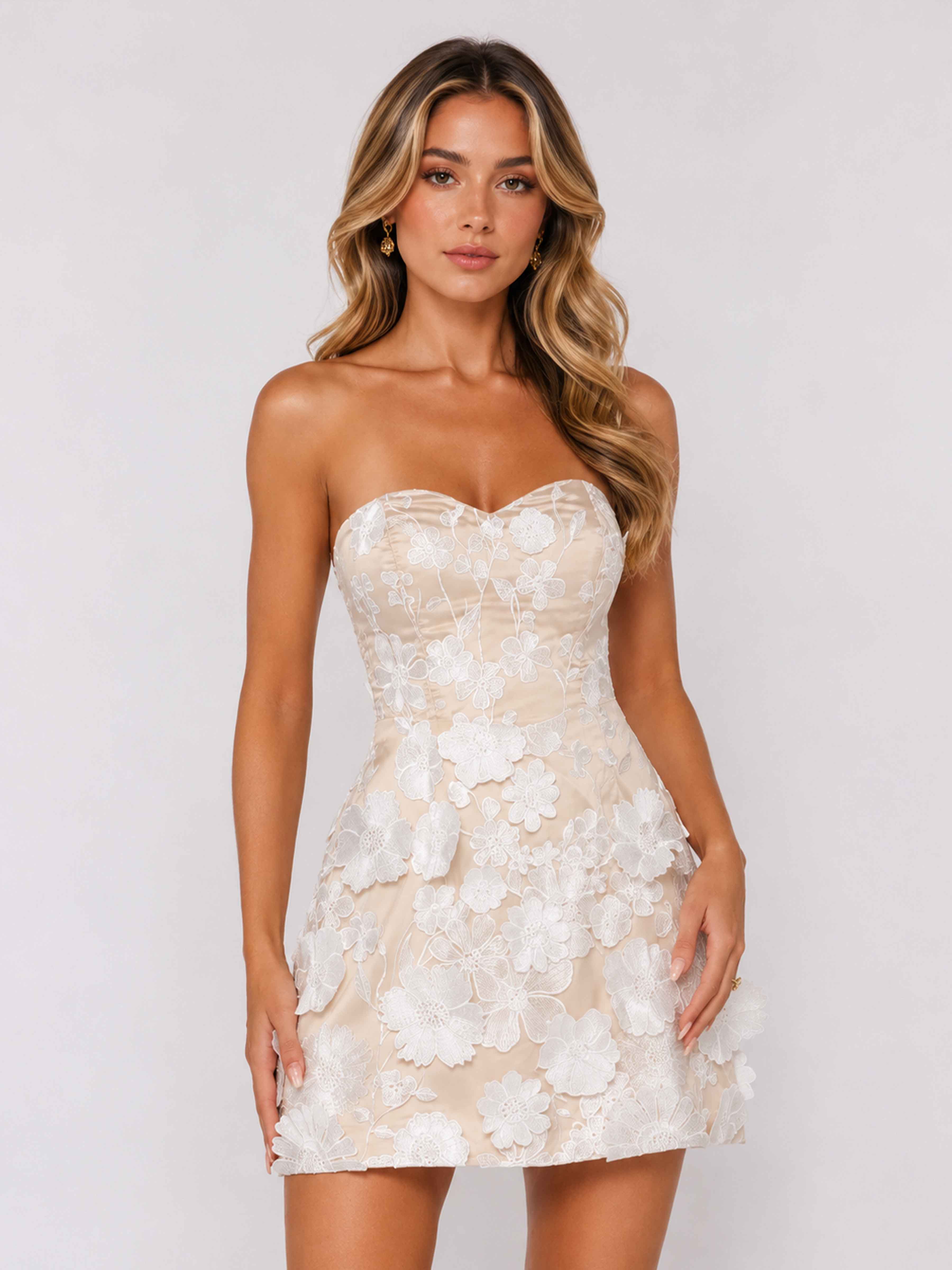 Robes De Bal À Romantique Florale Col En Coeur Mini Calioria