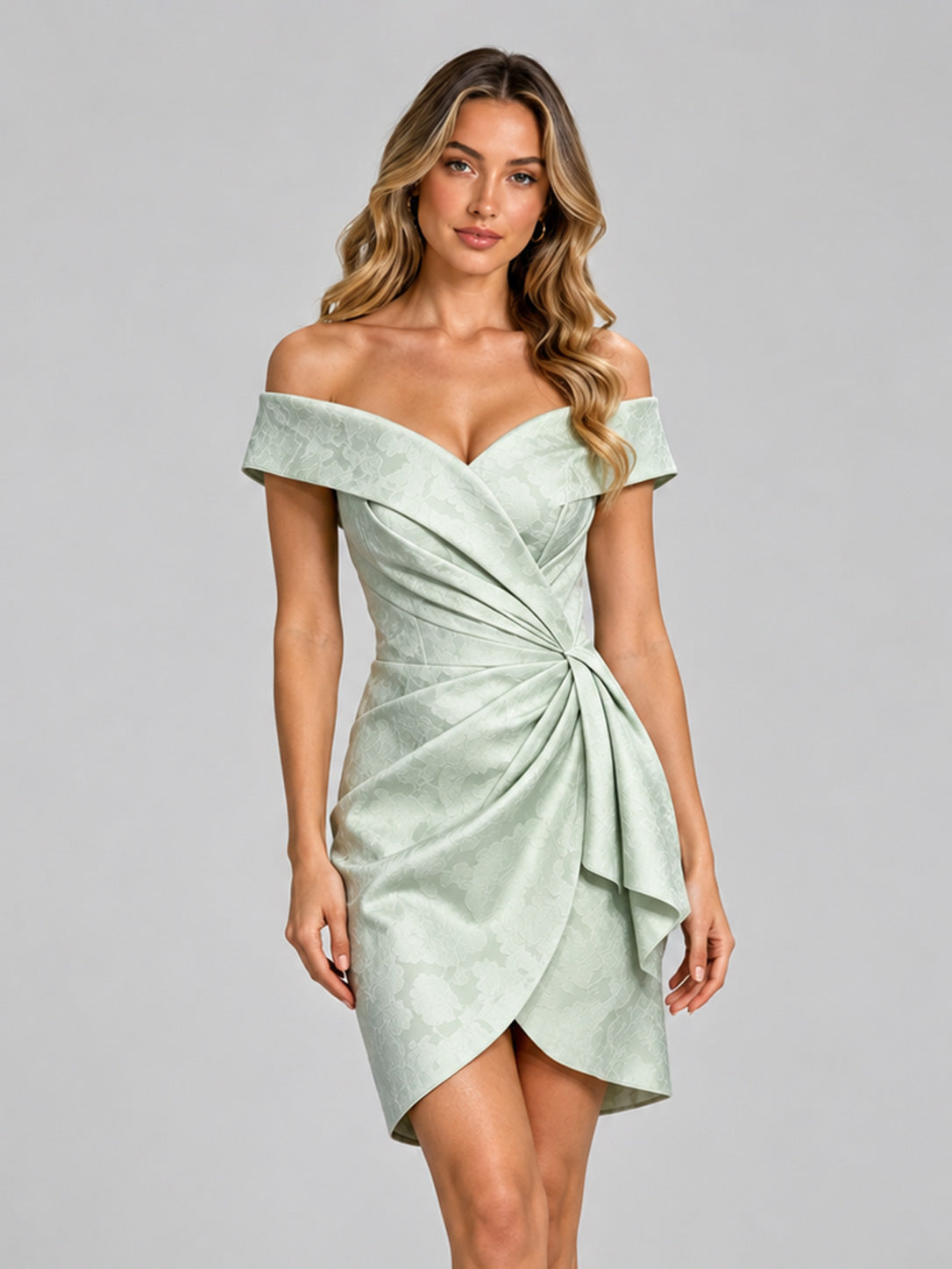 Robes De Bal À Épaules Dénudées Imprimé Floral Mini Zephara
