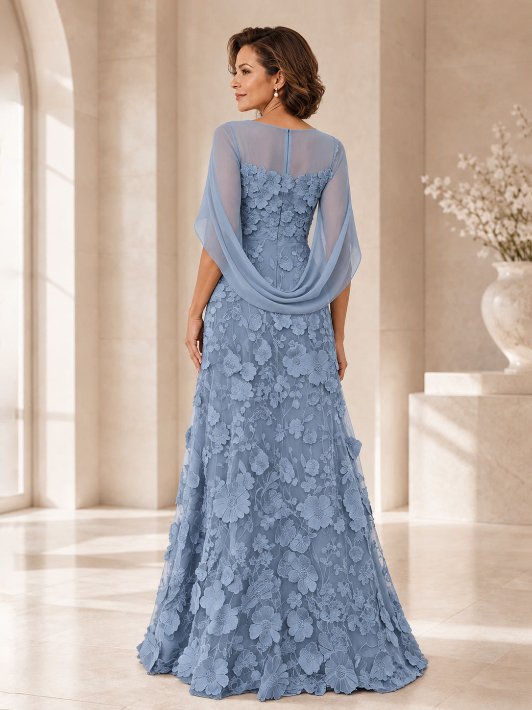 Robes Mère De La Mariée En Mousseline À Élégante 3D Florale Appliqués Vireliae
