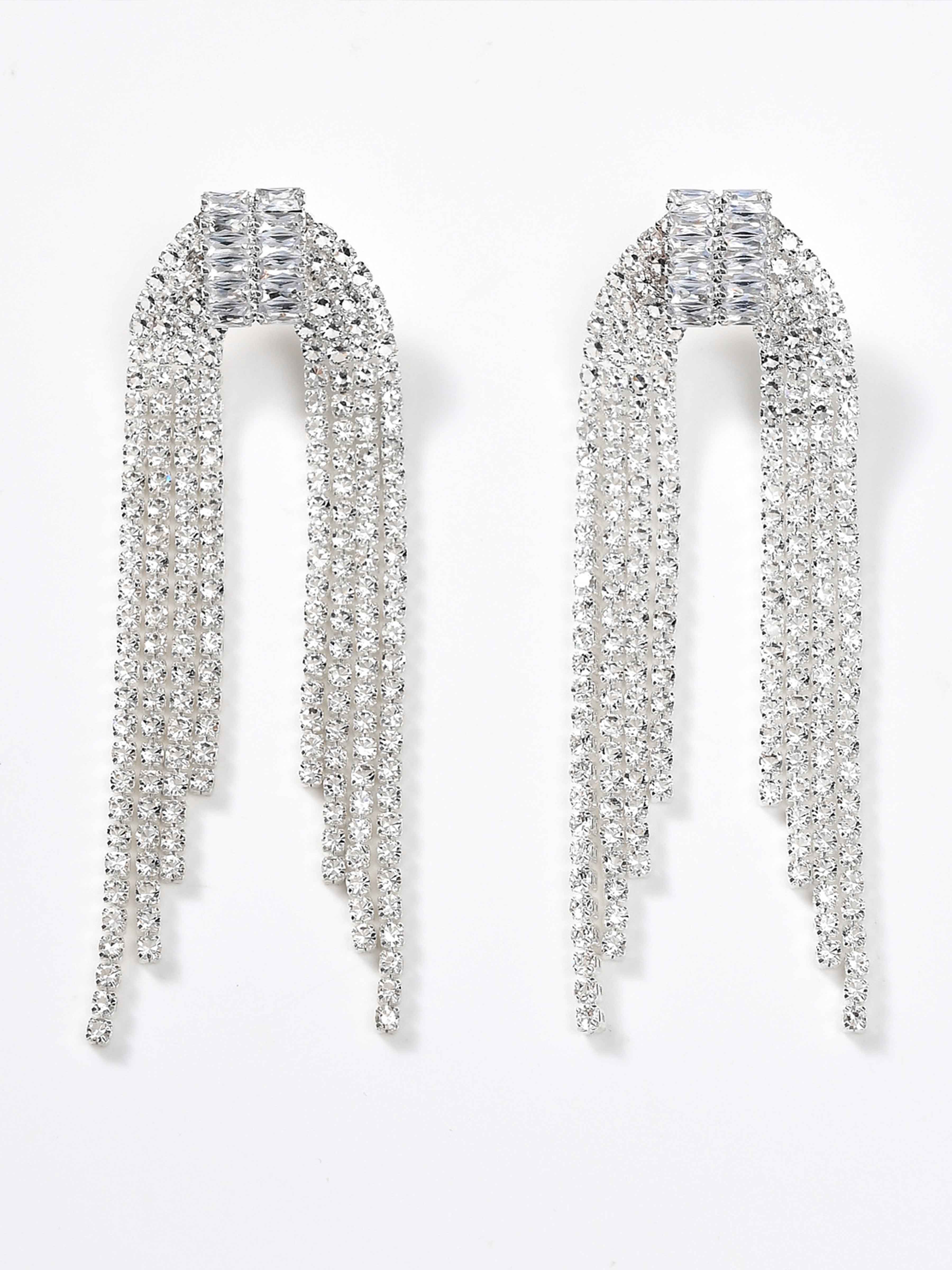 Boucles D’Oreilles Longues Uniques En Strass