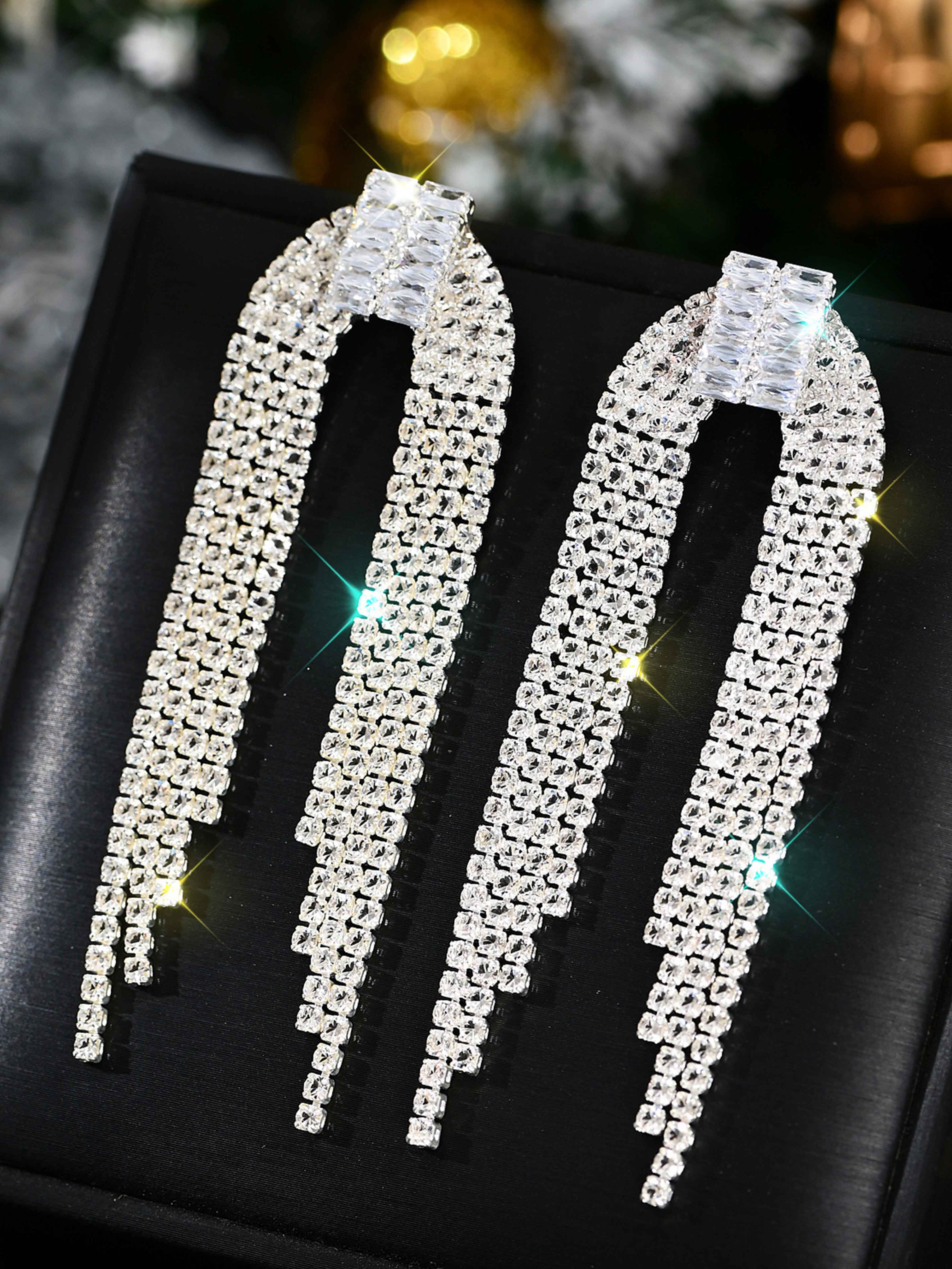 Boucles D’Oreilles Longues Uniques En Strass