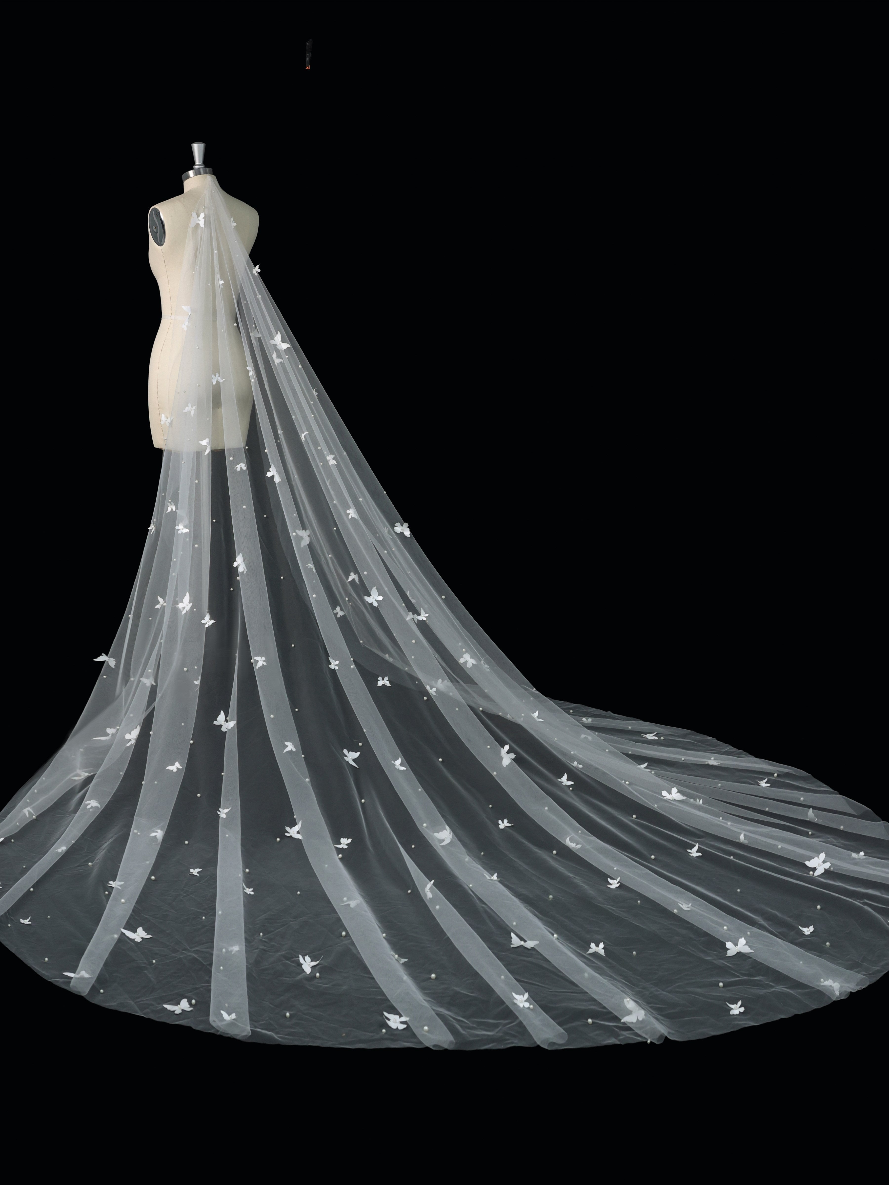Voile De Mariée Cathédrale Papillon En Tulle Doux