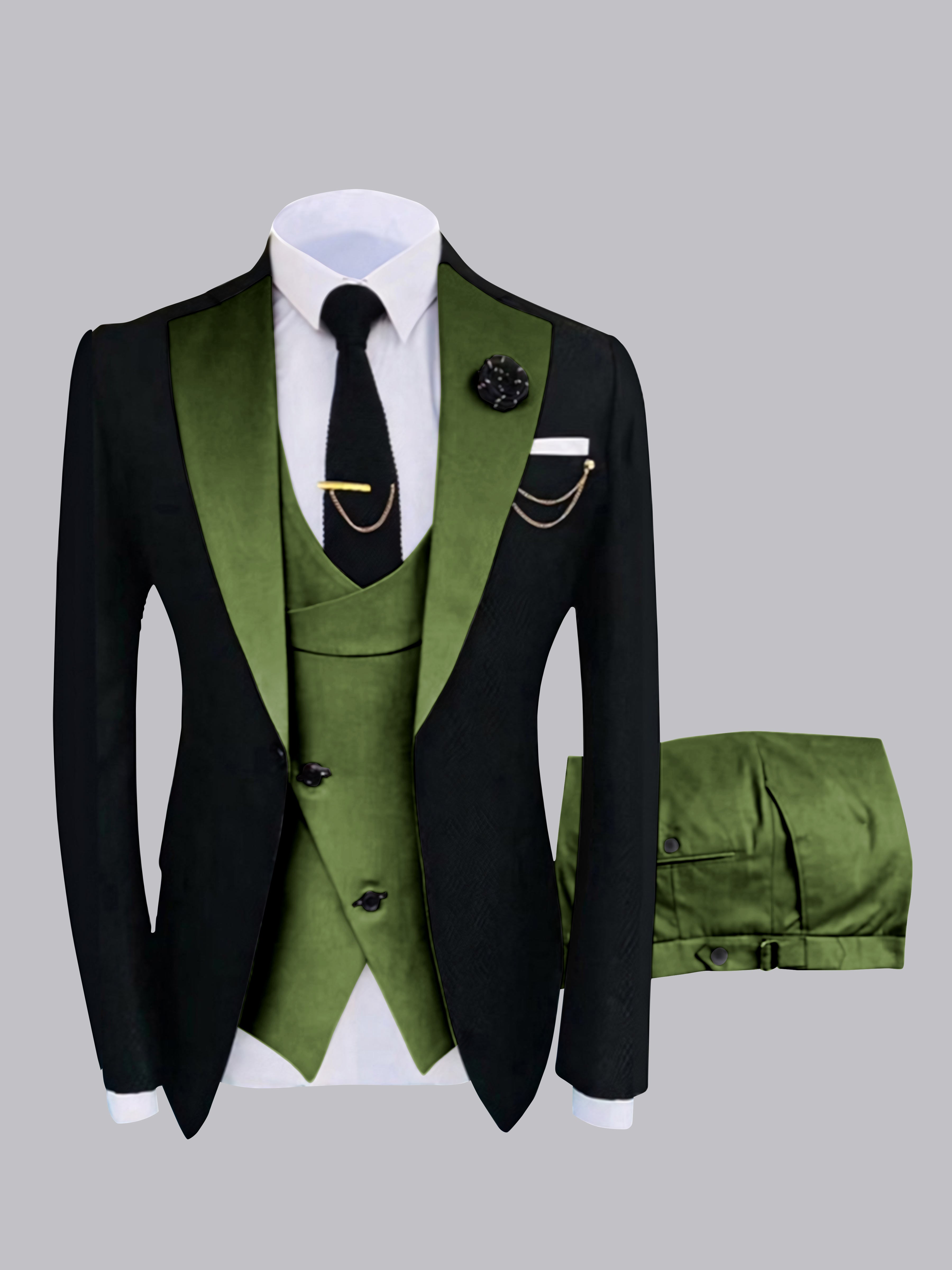 Costume Homme 3 Pièces À Un Bouton Et Finitions Contrastées Chic