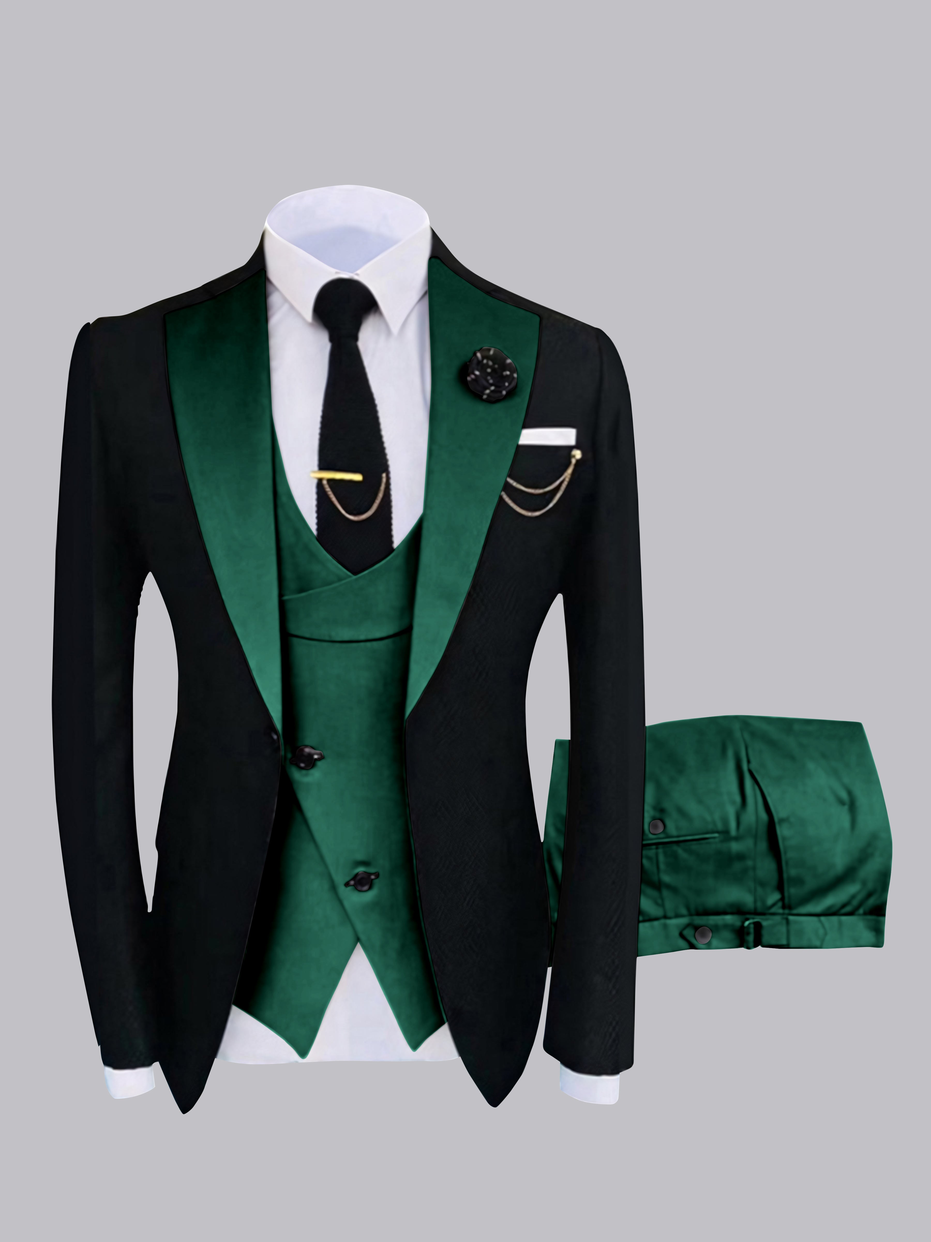 Costume Homme 3 Pièces À Un Bouton Et Finitions Contrastées Chic