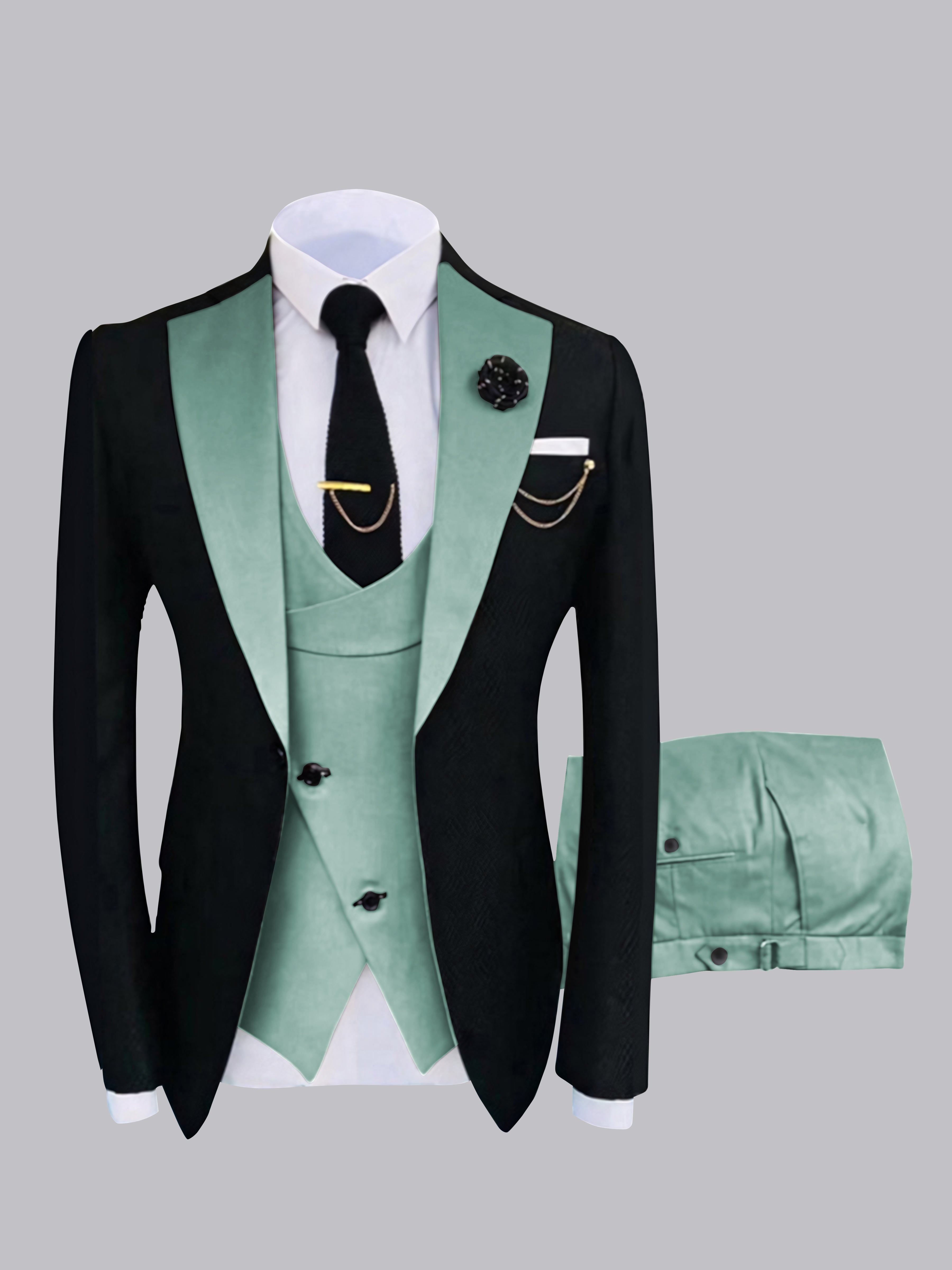 Costume Homme 3 Pièces À Un Bouton Et Finitions Contrastées Chic