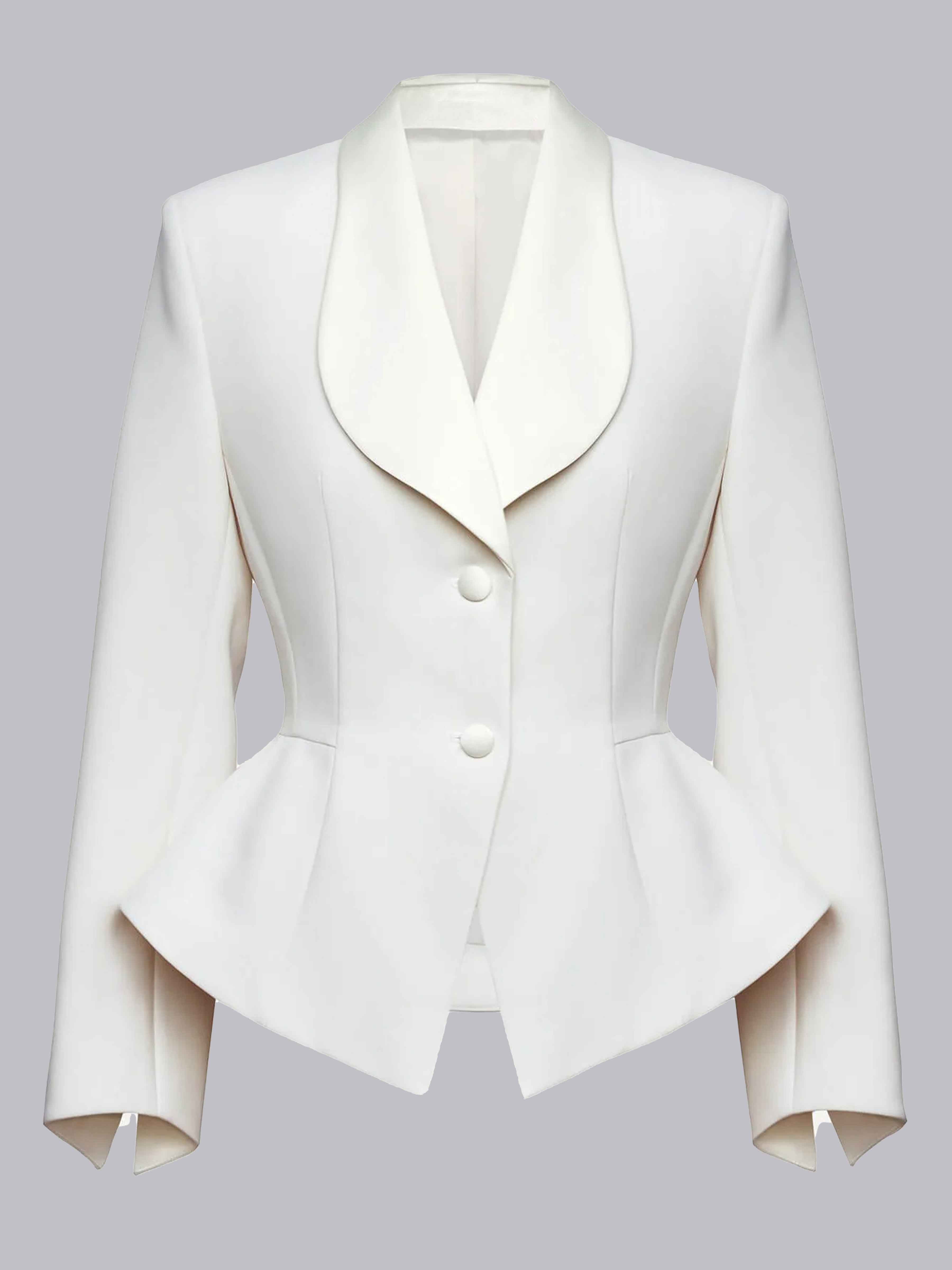 Costume Femme 2 Pièces À Coupe Ajustée Revers Châle Deux Boutons Pour Invité