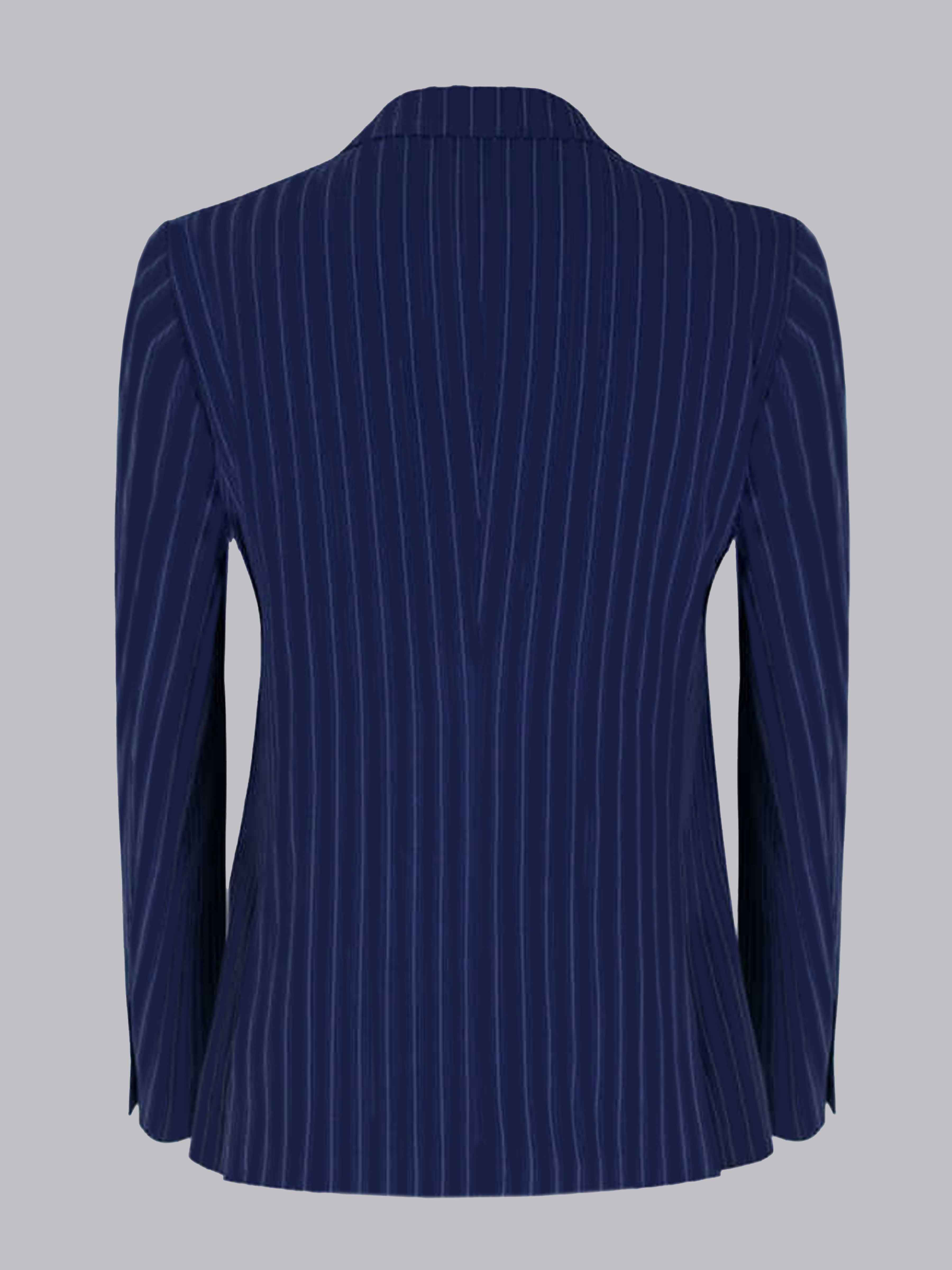 Costume Homme 2 Pièces À Revers Pointus Double Boutonnage Rayure Verticale Pour Tenue De Soirée