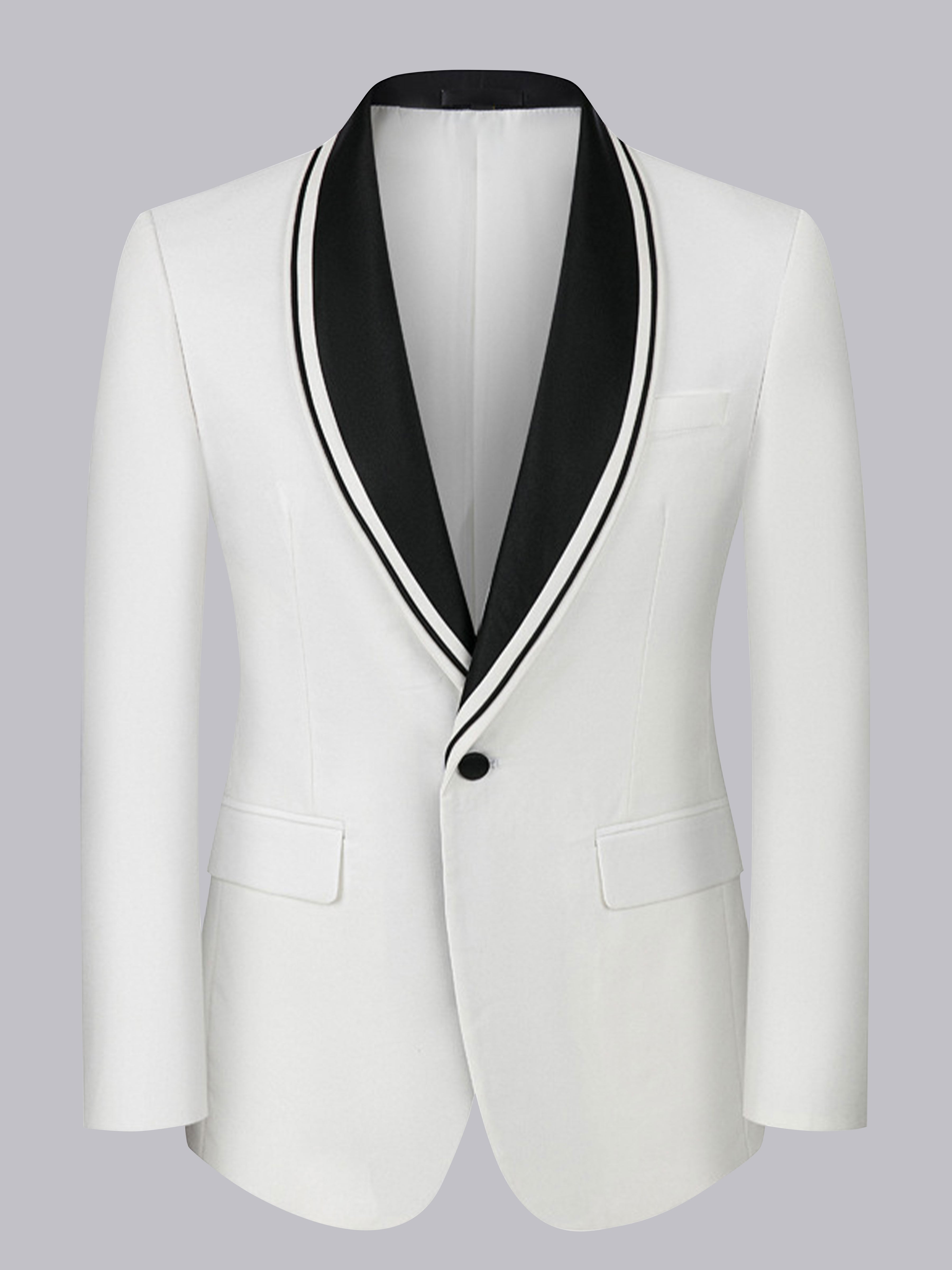 Costume Homme 3 Pièces À Bordure Contrastante Revers Châle Pour Tenue Semi Formelle