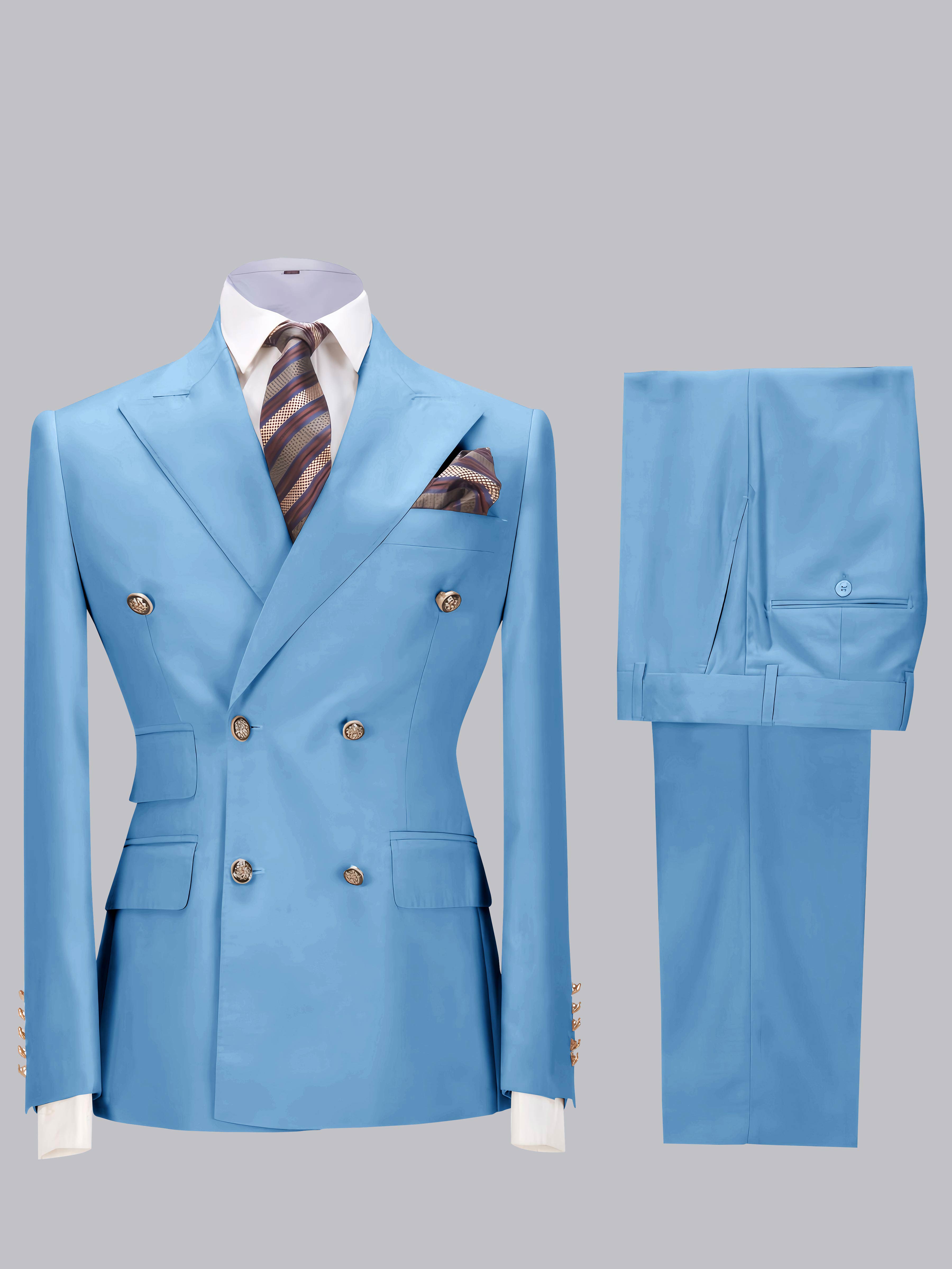 Costume Homme De Mariage Slim Fit 2 Pièces À Double Boutonnage Ajusté