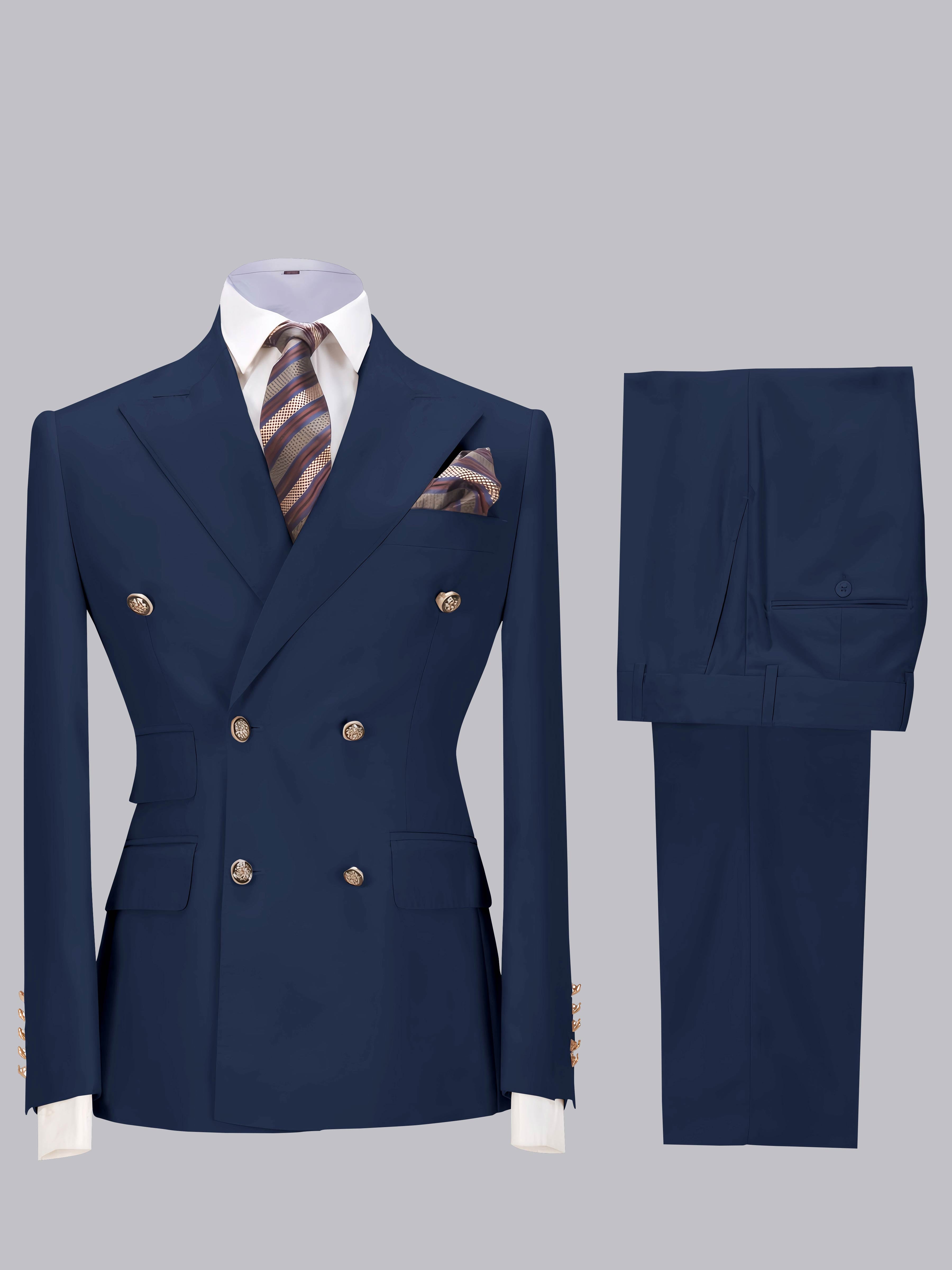 Costume Homme De Mariage Slim Fit 2 Pièces À Double Boutonnage Ajusté