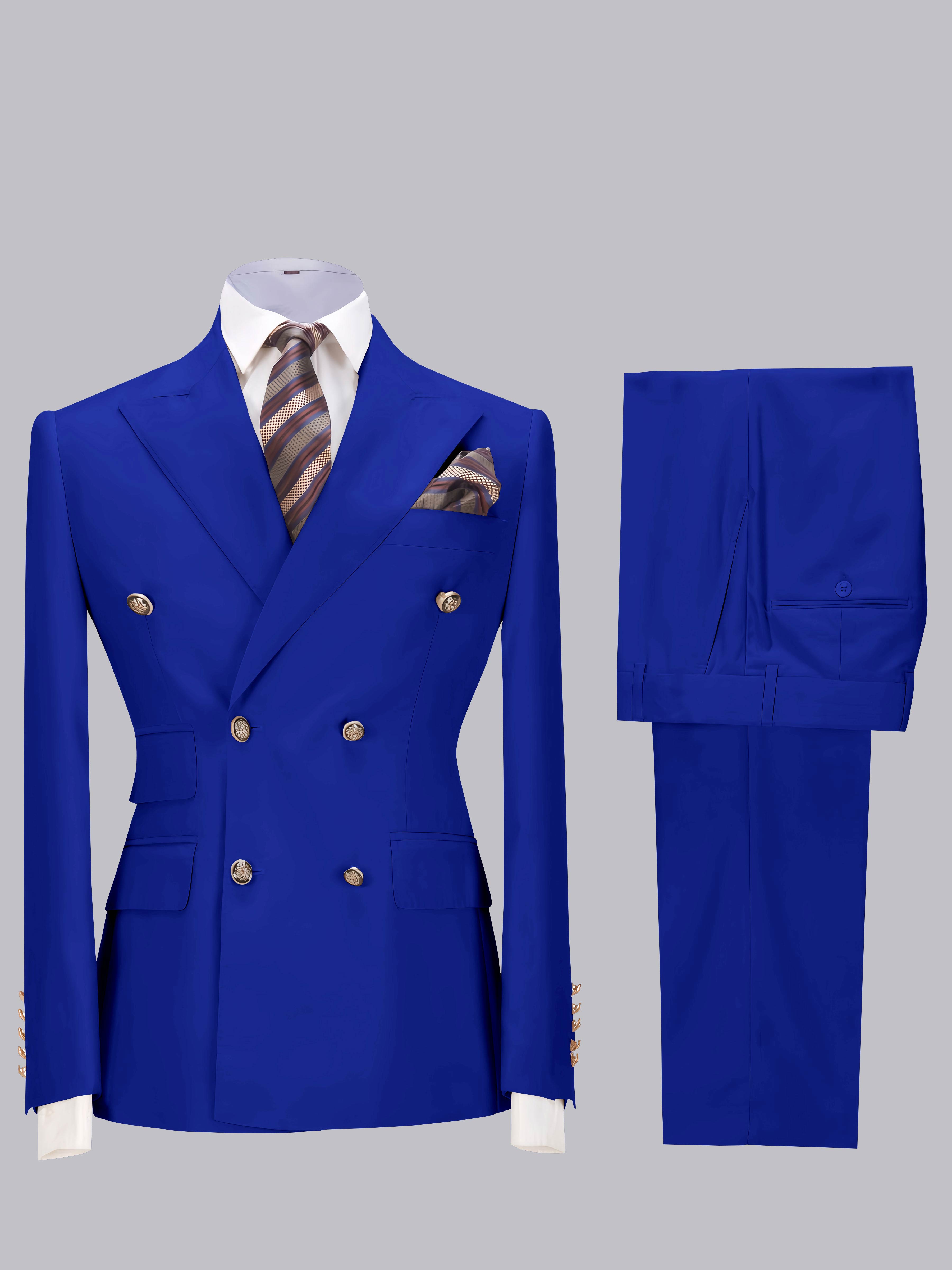 Costume Homme De Mariage Slim Fit 2 Pièces À Double Boutonnage Ajusté