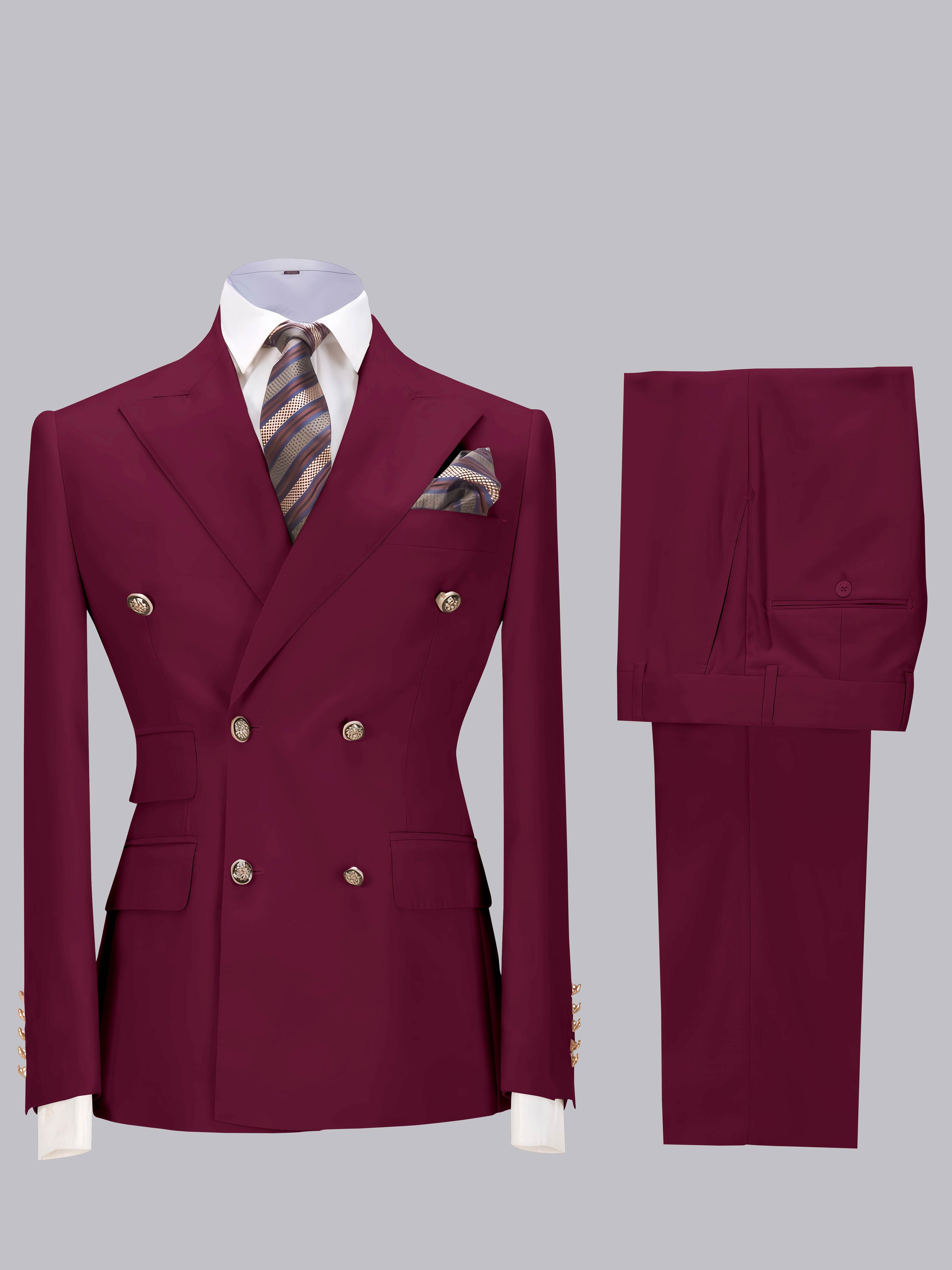 Costume Homme De Mariage Slim Fit 2 Pièces À Double Boutonnage Ajusté