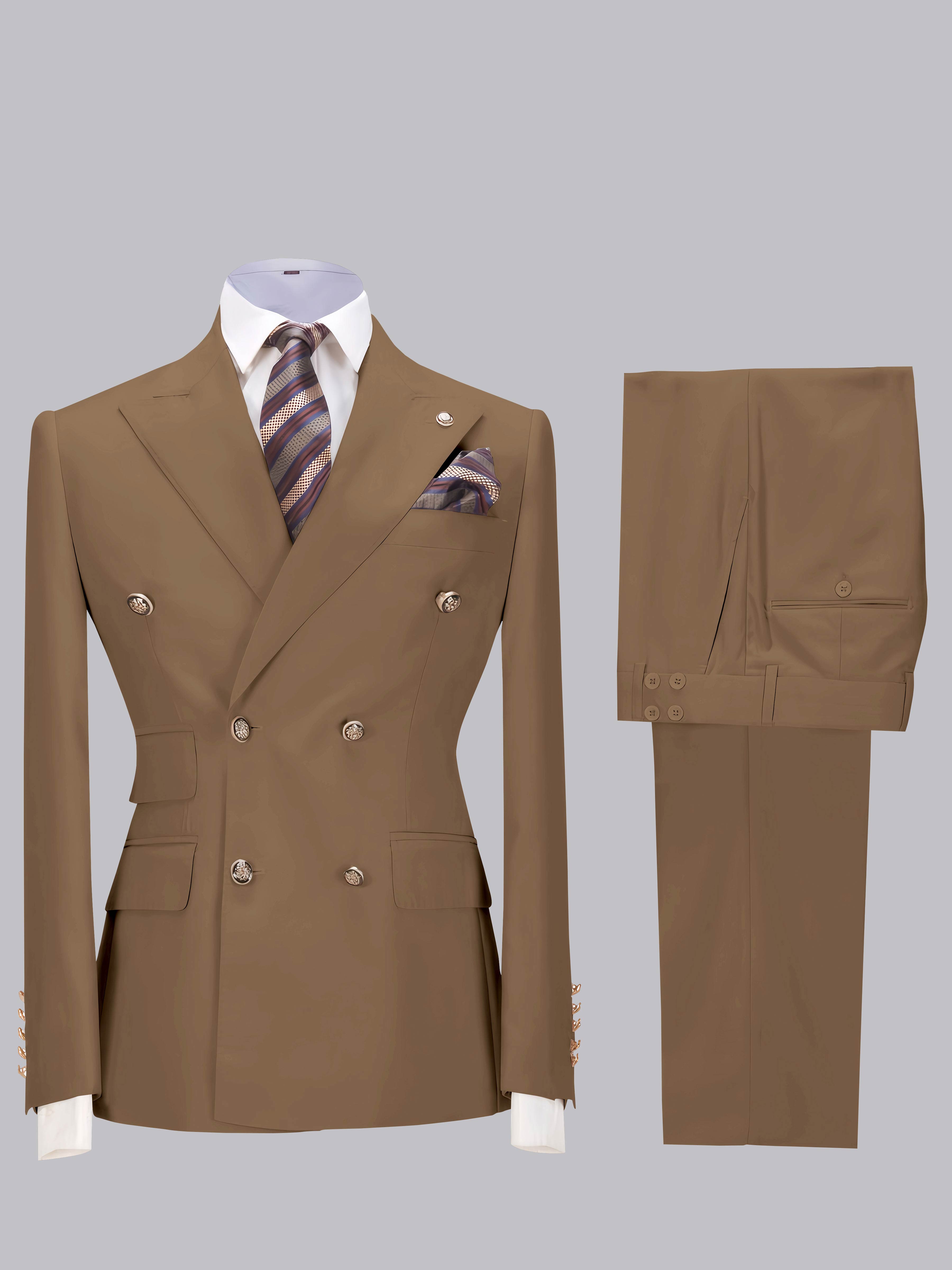 Costume Homme De Mariage Slim Fit 2 Pièces À Double Boutonnage Ajusté