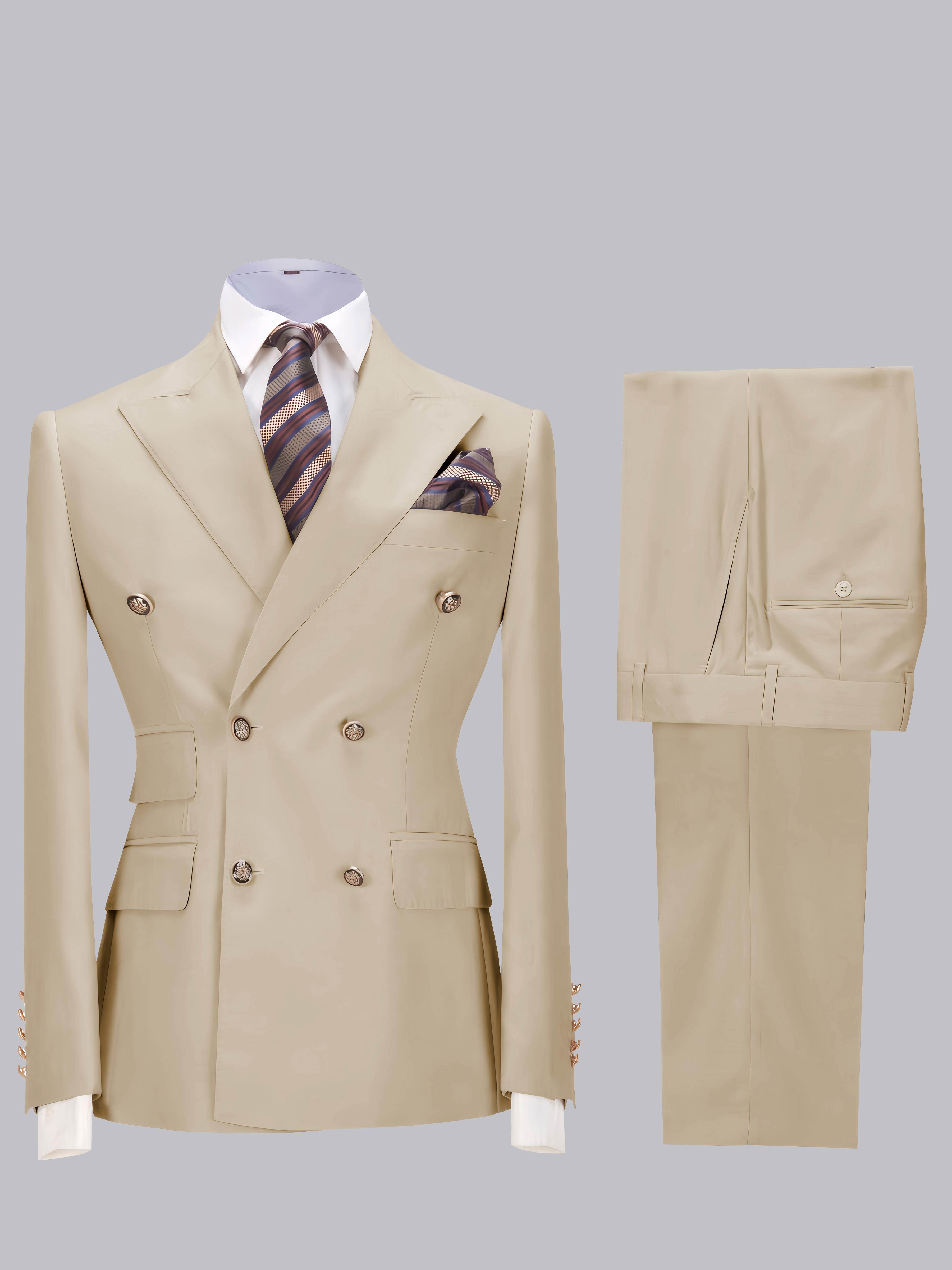 Costume Homme De Mariage Slim Fit 2 Pièces À Double Boutonnage Ajusté