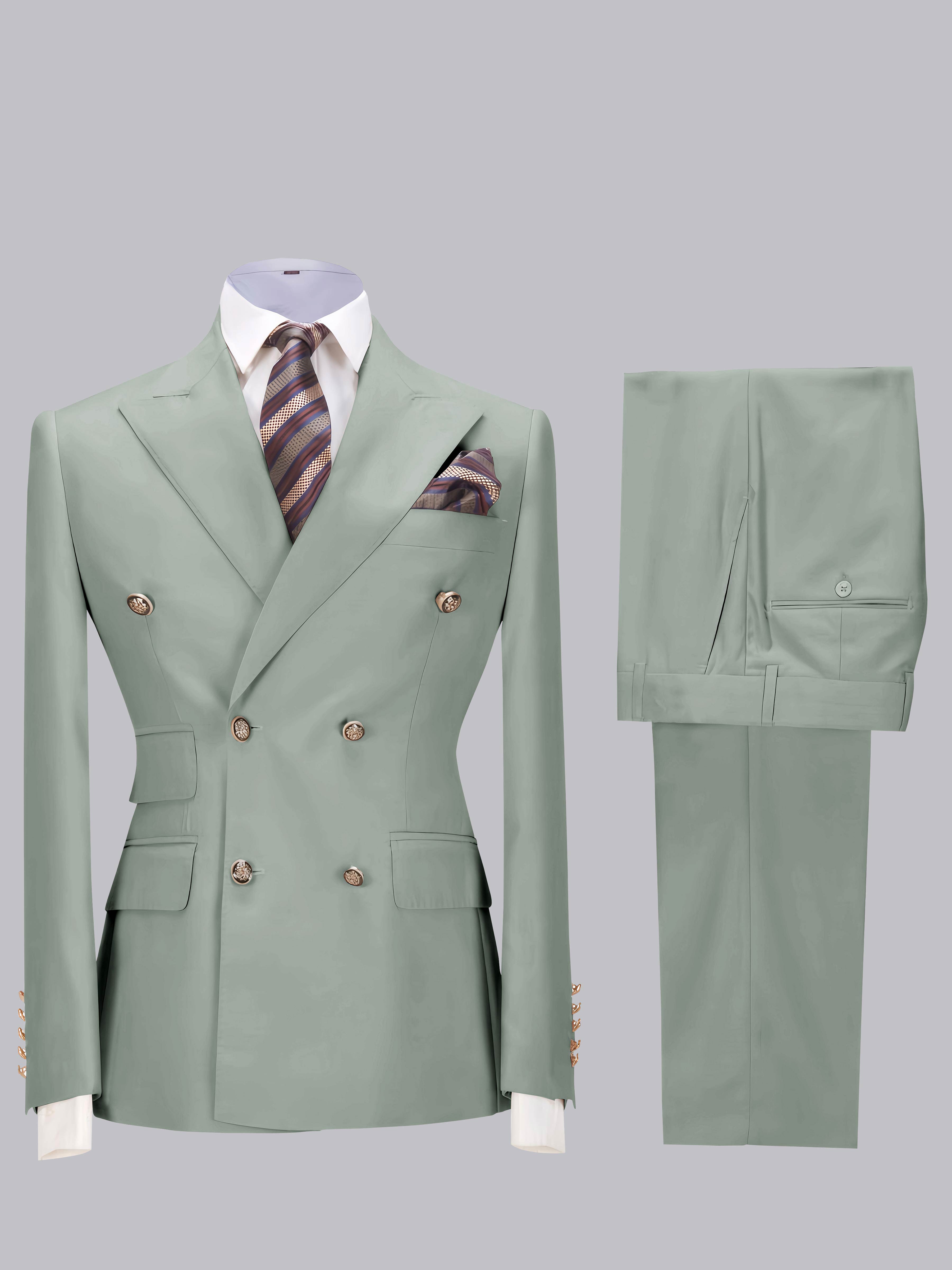 Costume Homme De Mariage Slim Fit 2 Pièces À Double Boutonnage Ajusté