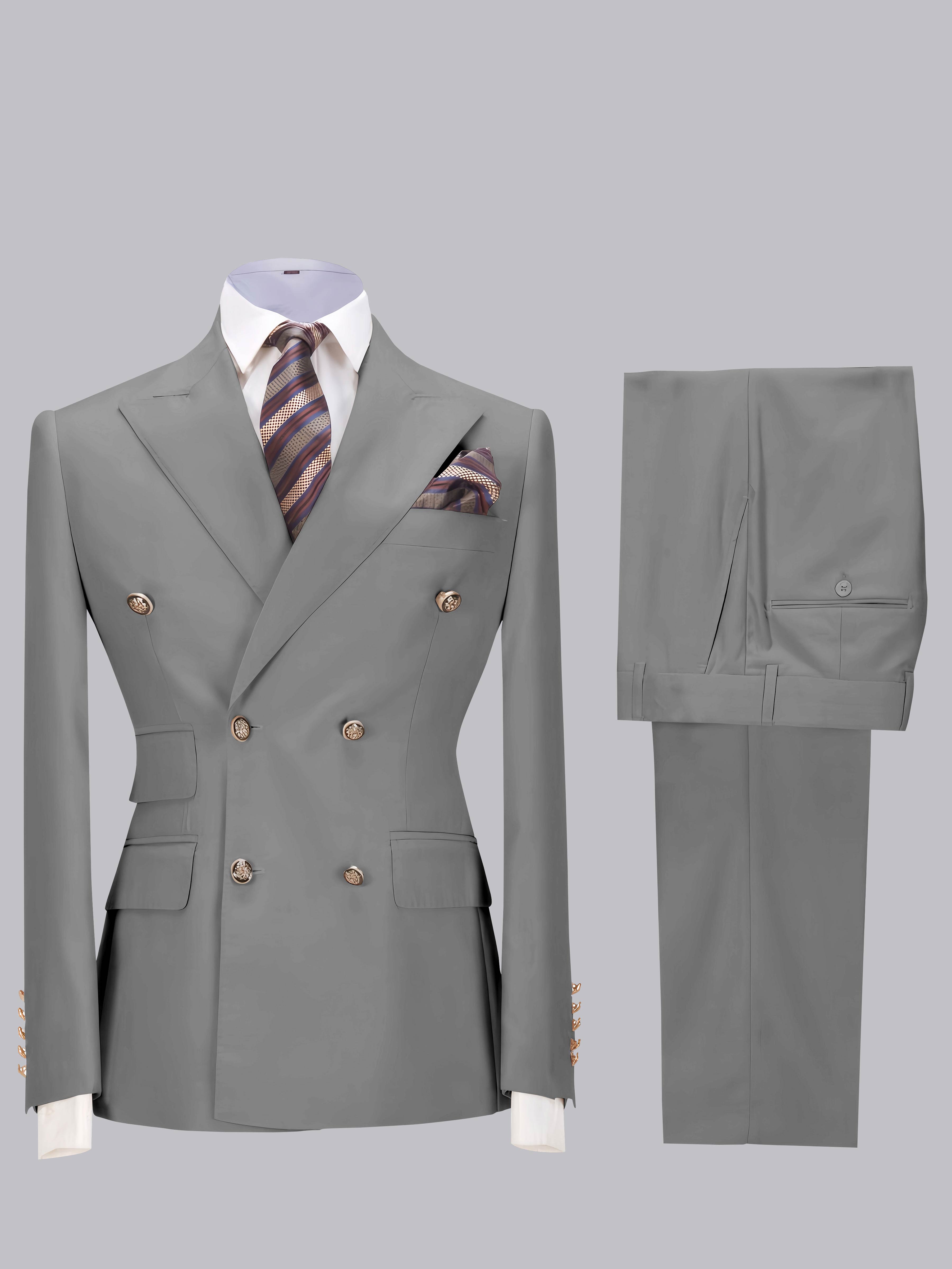 Costume Homme De Mariage Slim Fit 2 Pièces À Double Boutonnage Ajusté