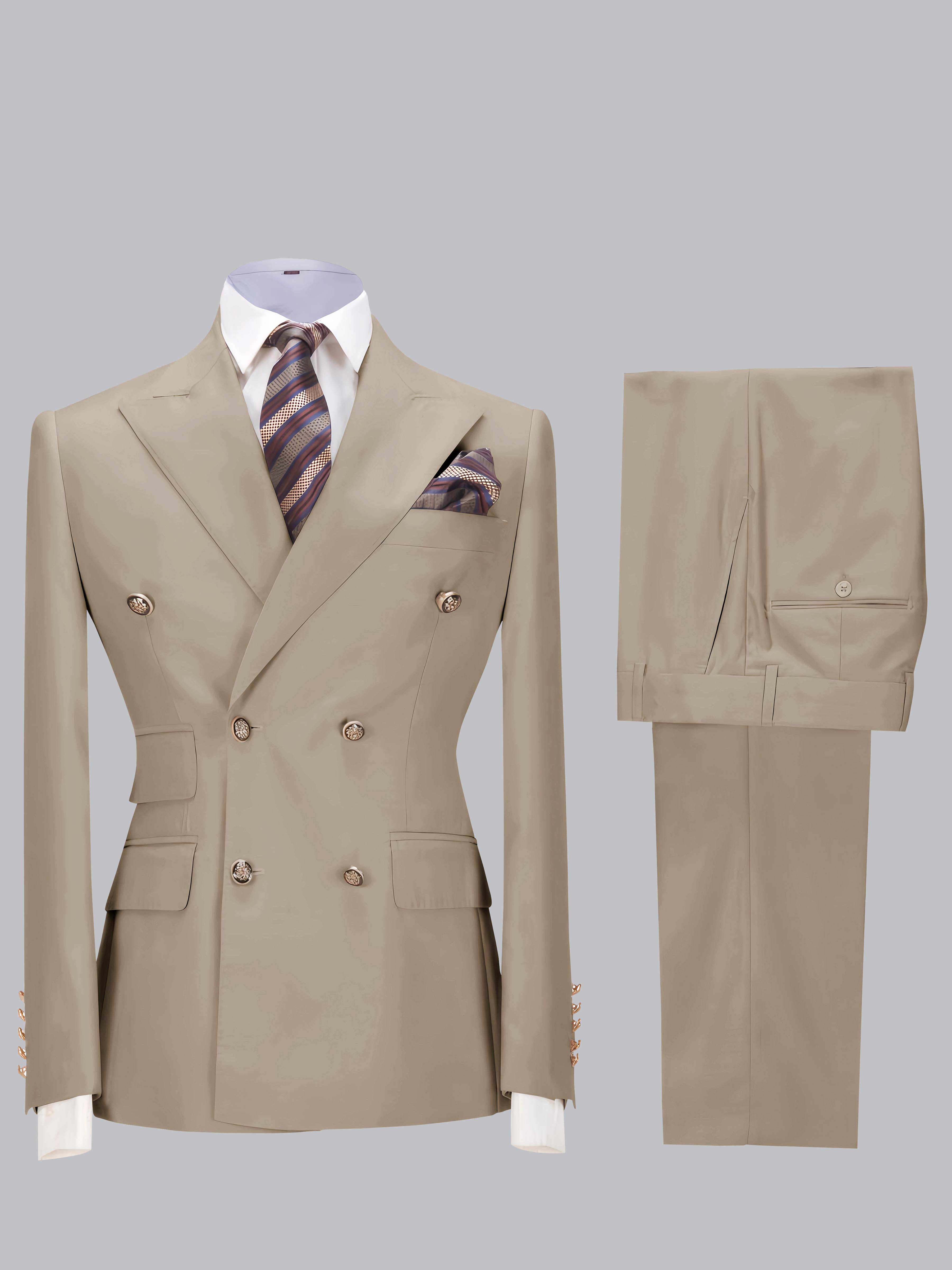 Costume Homme De Mariage Slim Fit 2 Pièces À Double Boutonnage Ajusté