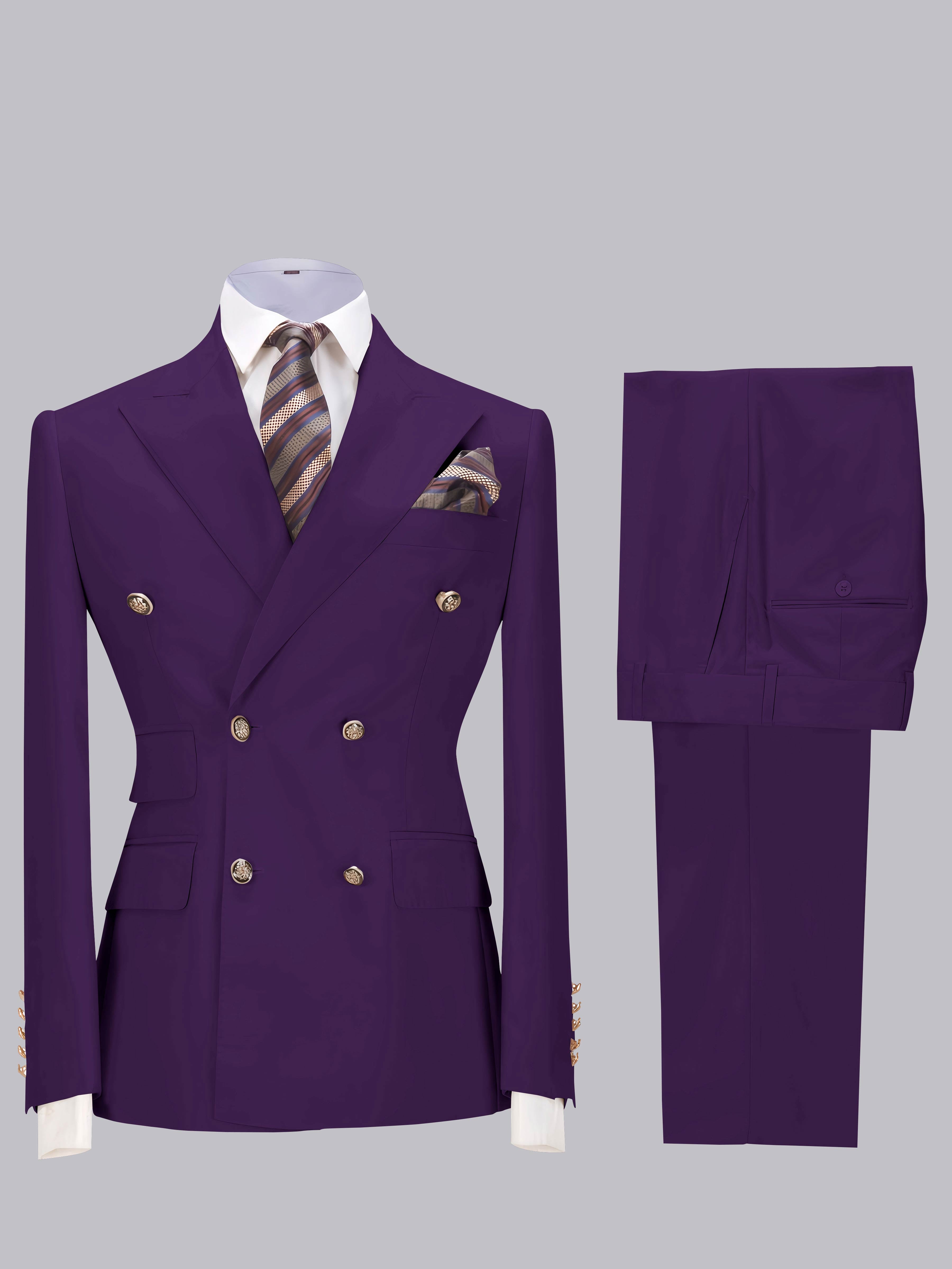 Costume Homme De Mariage Slim Fit 2 Pièces À Double Boutonnage Ajusté