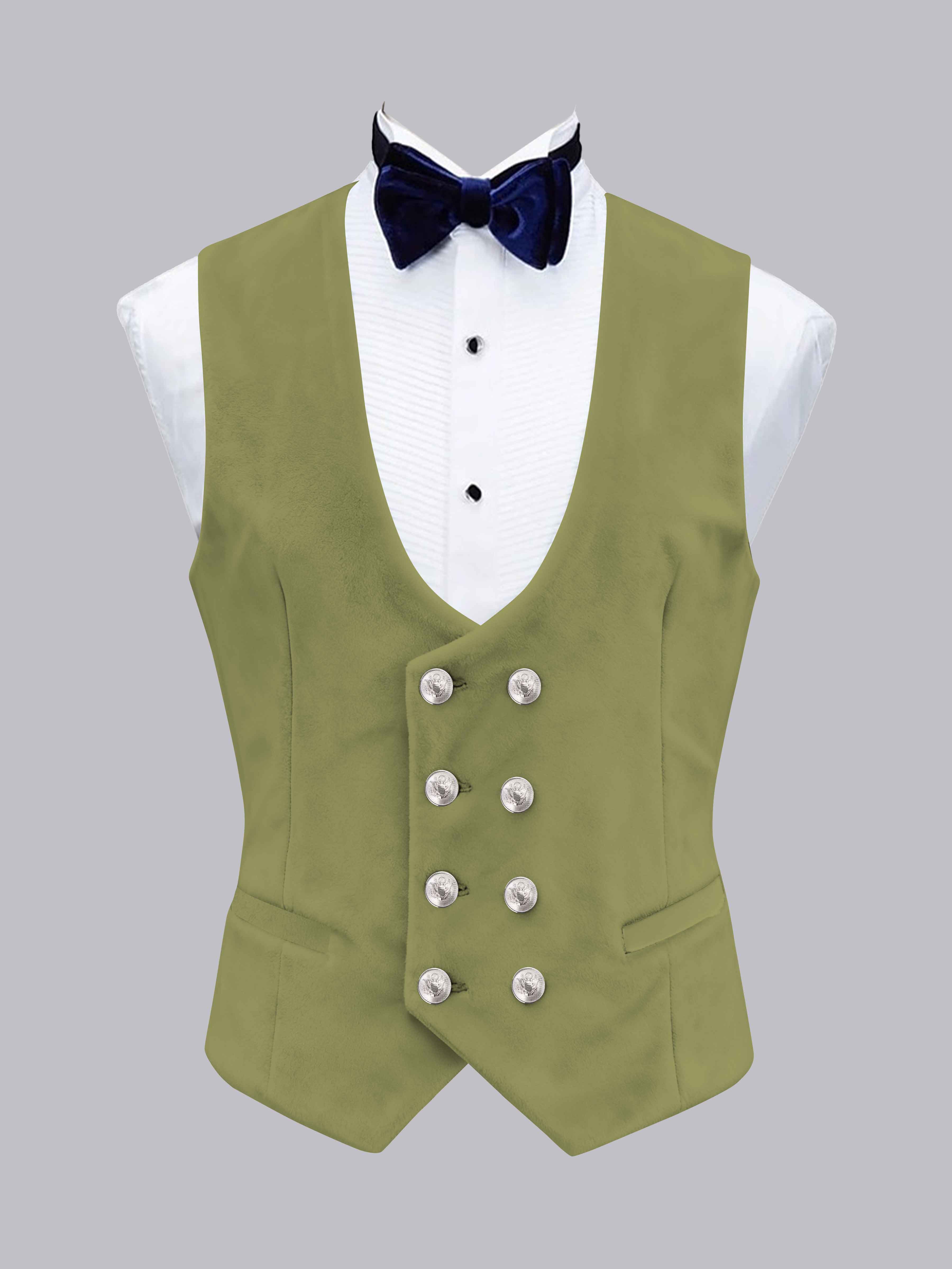 Gilet Uni En Velours À Coupe Ajustée Double Boutonnage Pour Homme