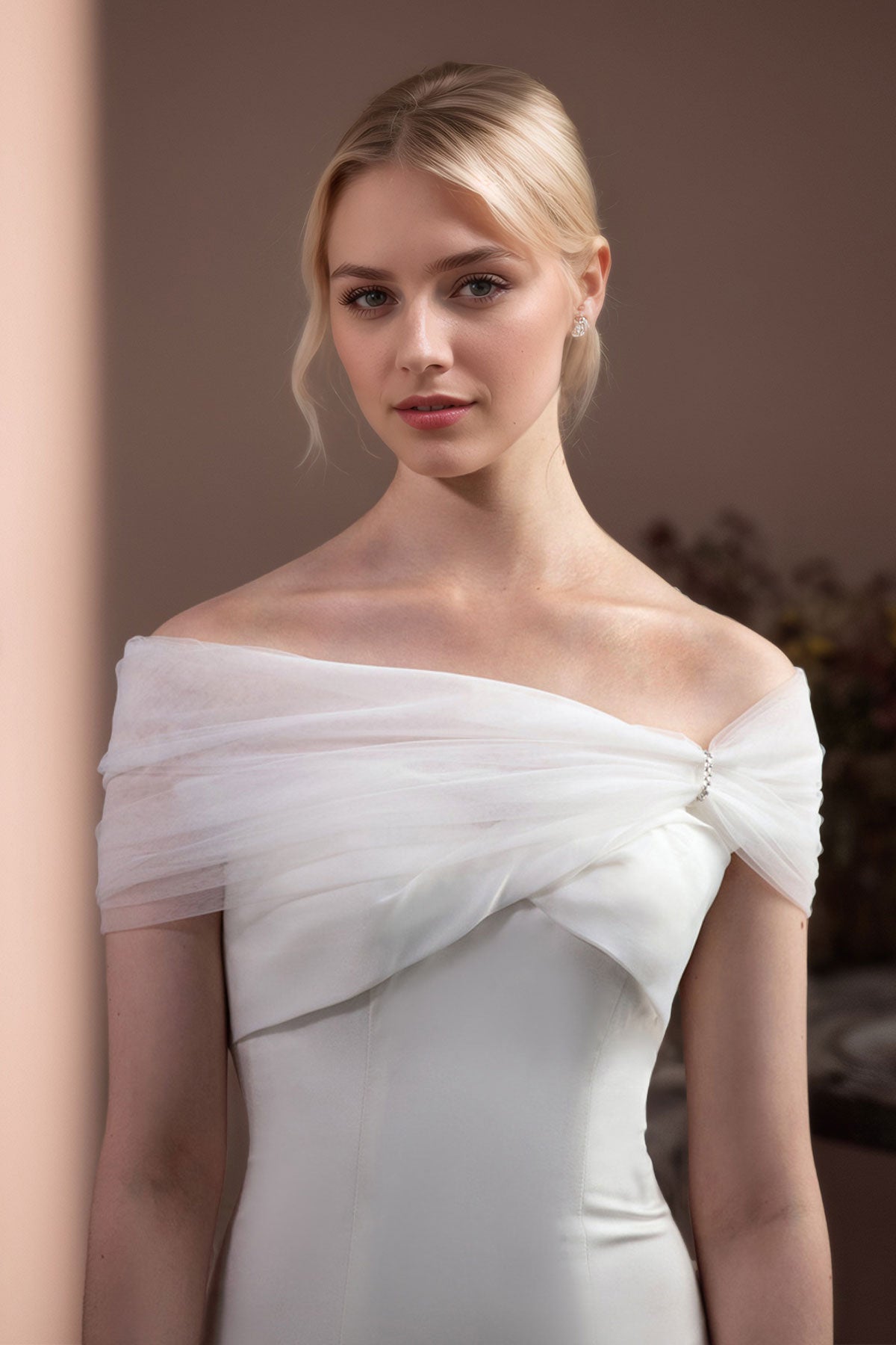 Étole De Mariée Charmante Avec Voile D’Épaule Ajustable