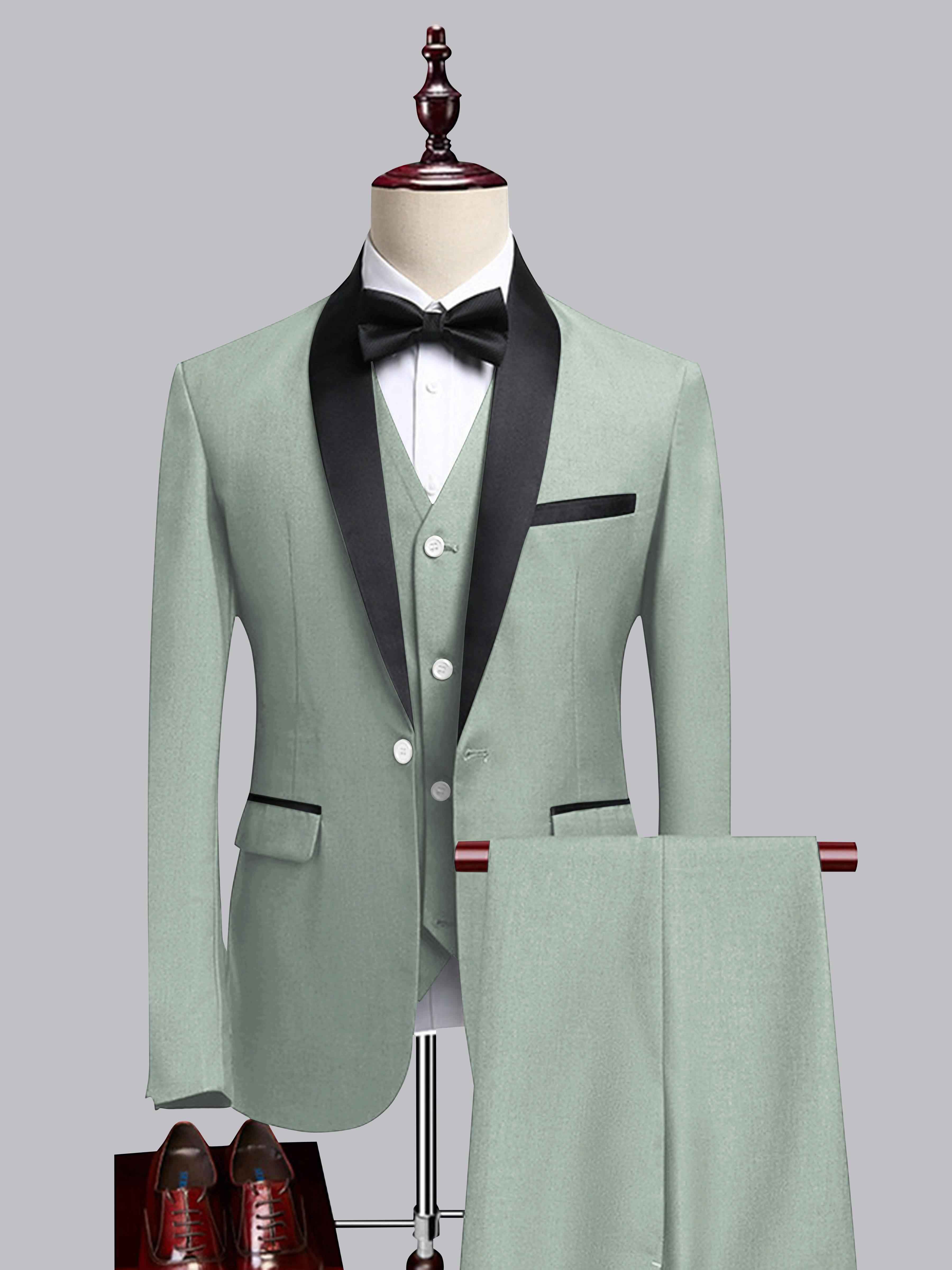Costume Homme 3 Pièces À Bordure Contrastante Revers Châle Pour Mariage