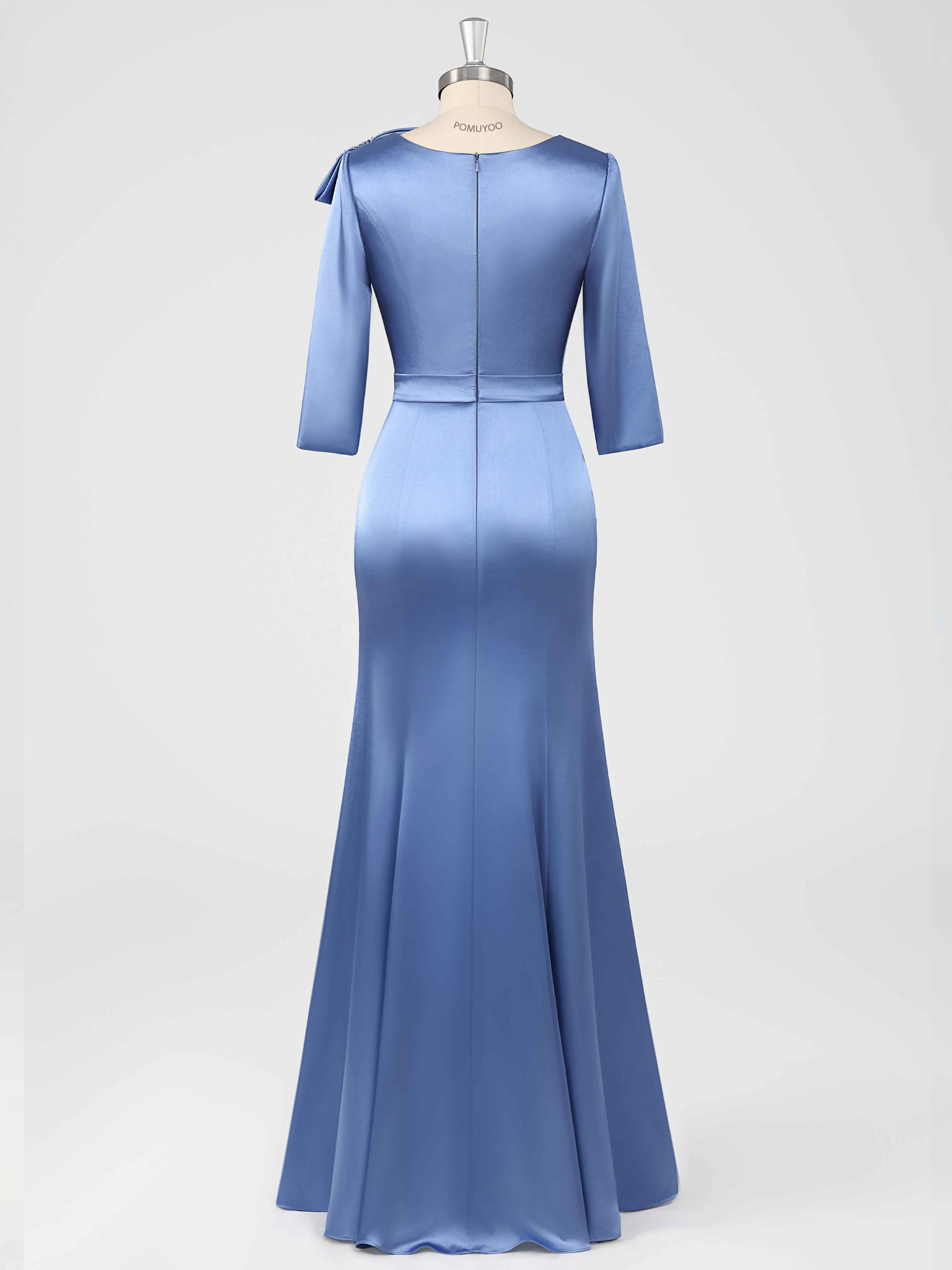 Robes Mère De La Mariée En Satin À Col Rond Ruché Fiammetta