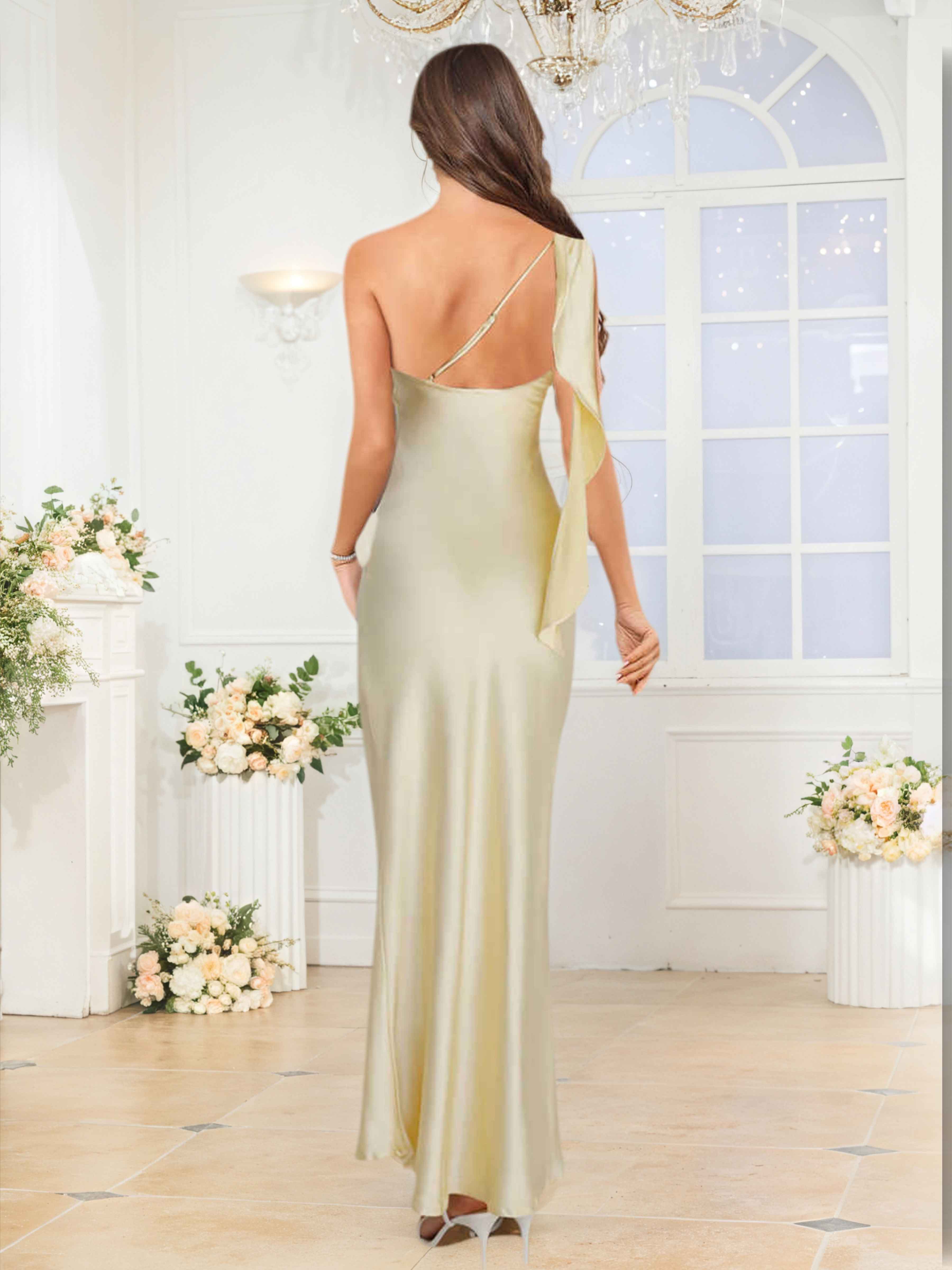 Robes De Demoiselle D'Honneur En Satin À Une Épaule Floris