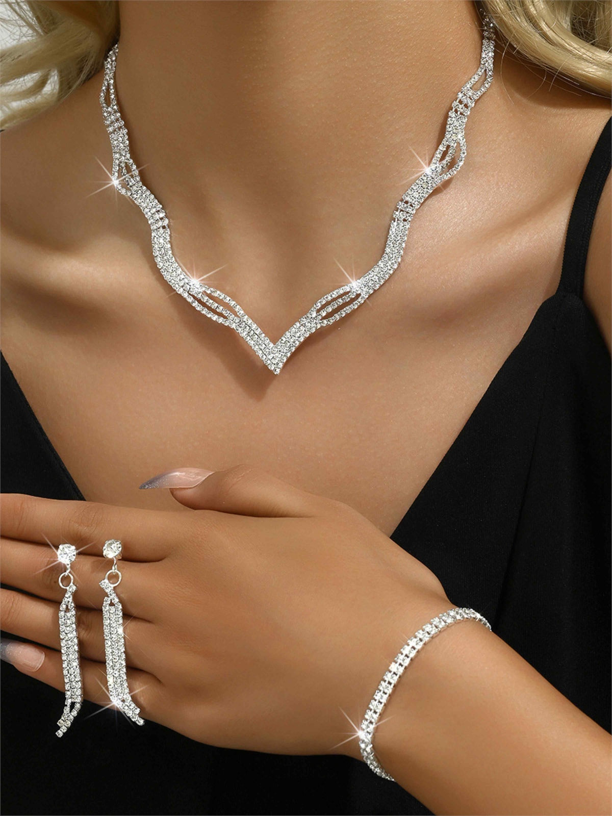 Parure De Mariée Quatre Pièces En Cristal