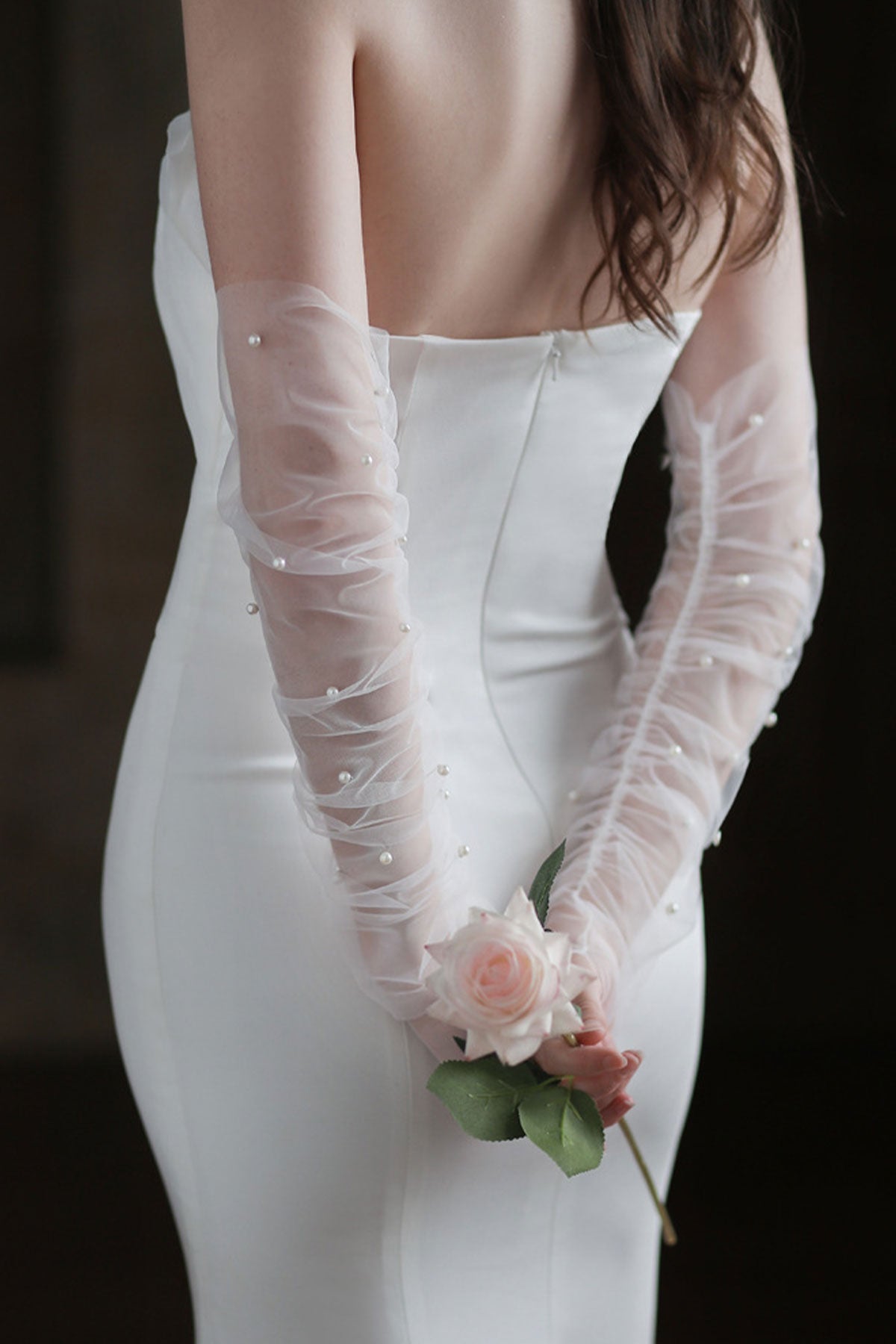 Gants De Mariée Élégants En Dentelle Transparente