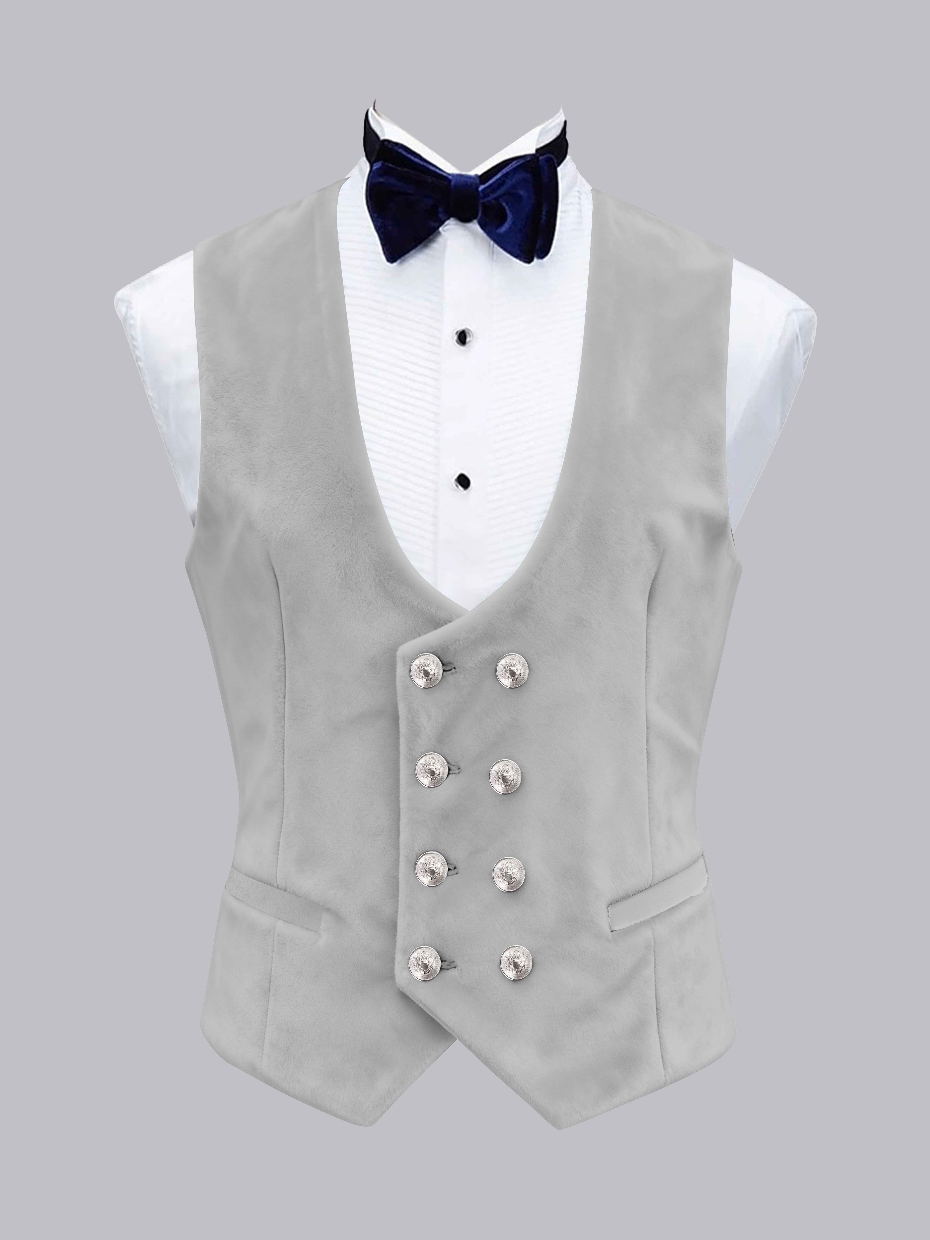Gilet Uni En Velours À Coupe Ajustée Double Boutonnage Pour Homme