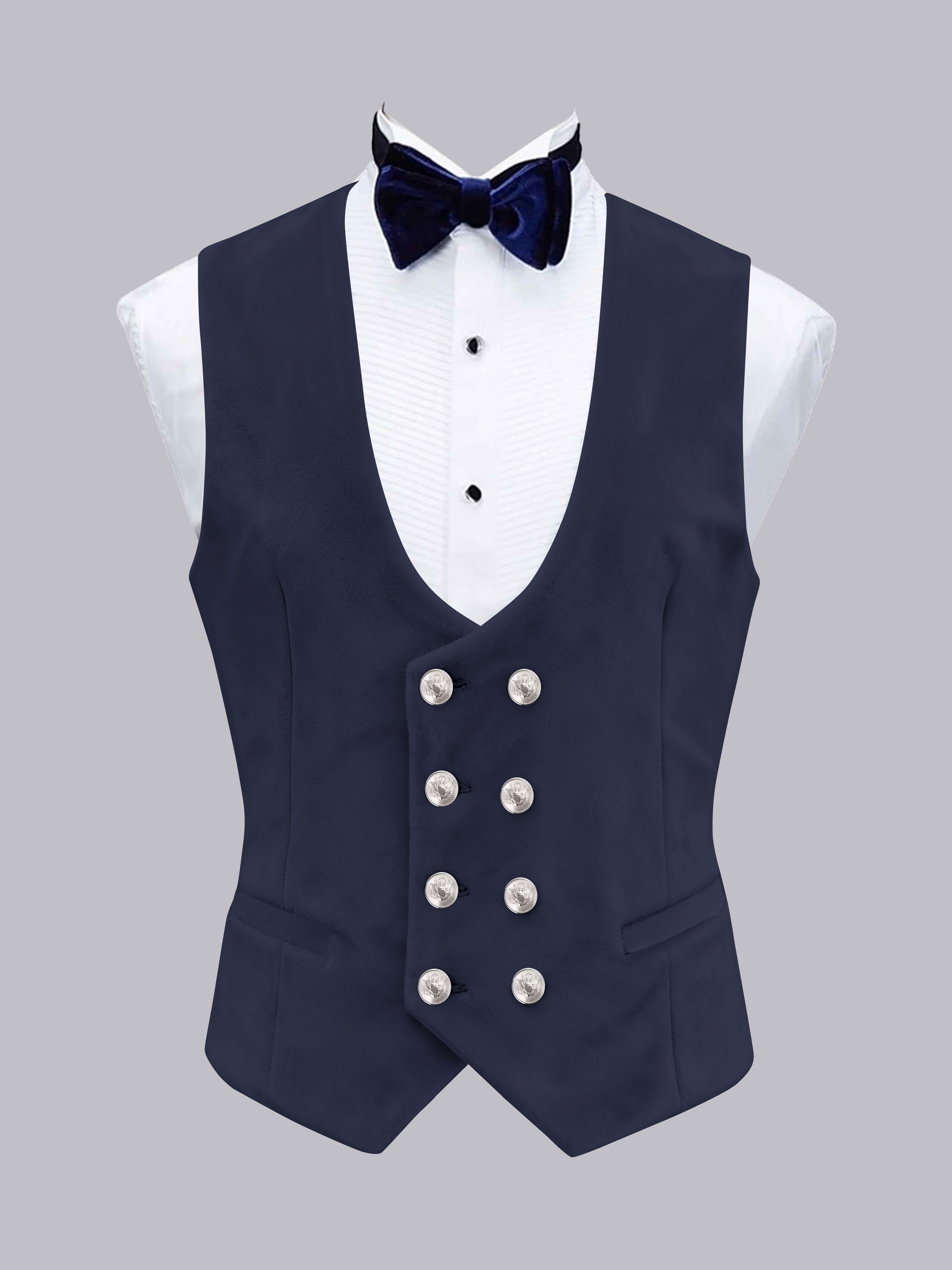Gilet Uni En Velours À Coupe Ajustée Double Boutonnage Pour Homme