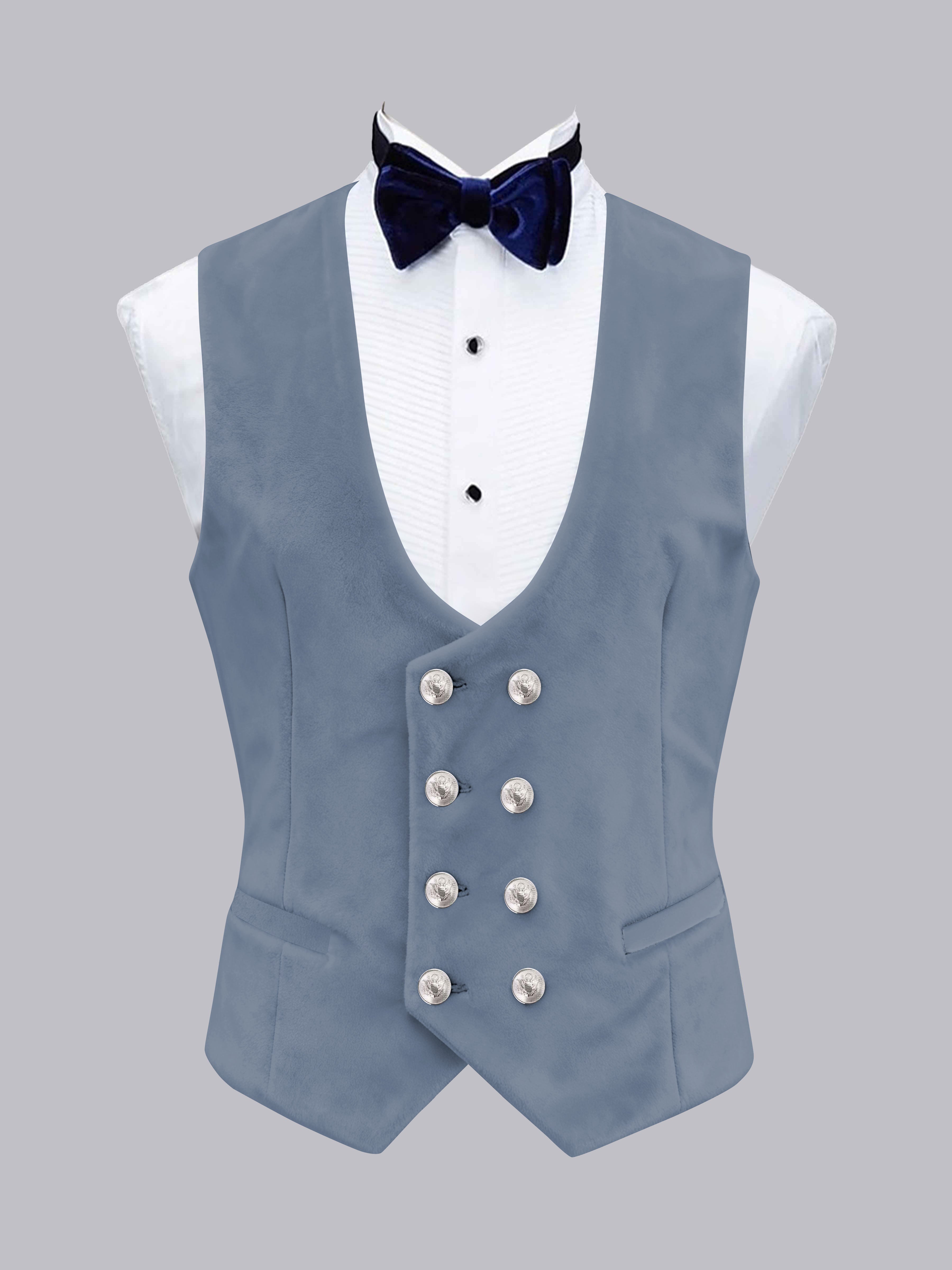 Gilet Uni En Velours À Coupe Ajustée Double Boutonnage Pour Homme