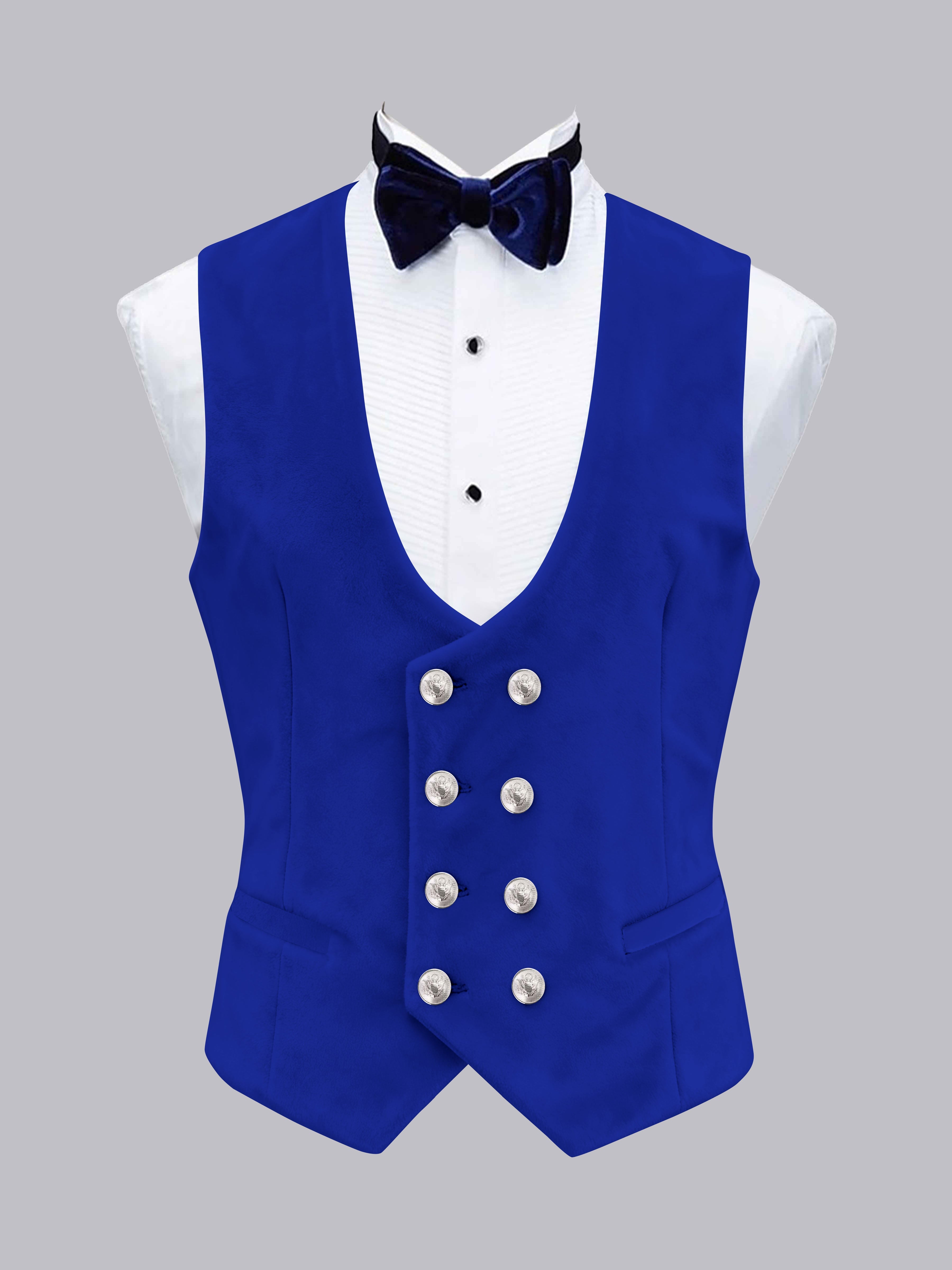 Gilet Uni En Velours À Coupe Ajustée Double Boutonnage Pour Homme