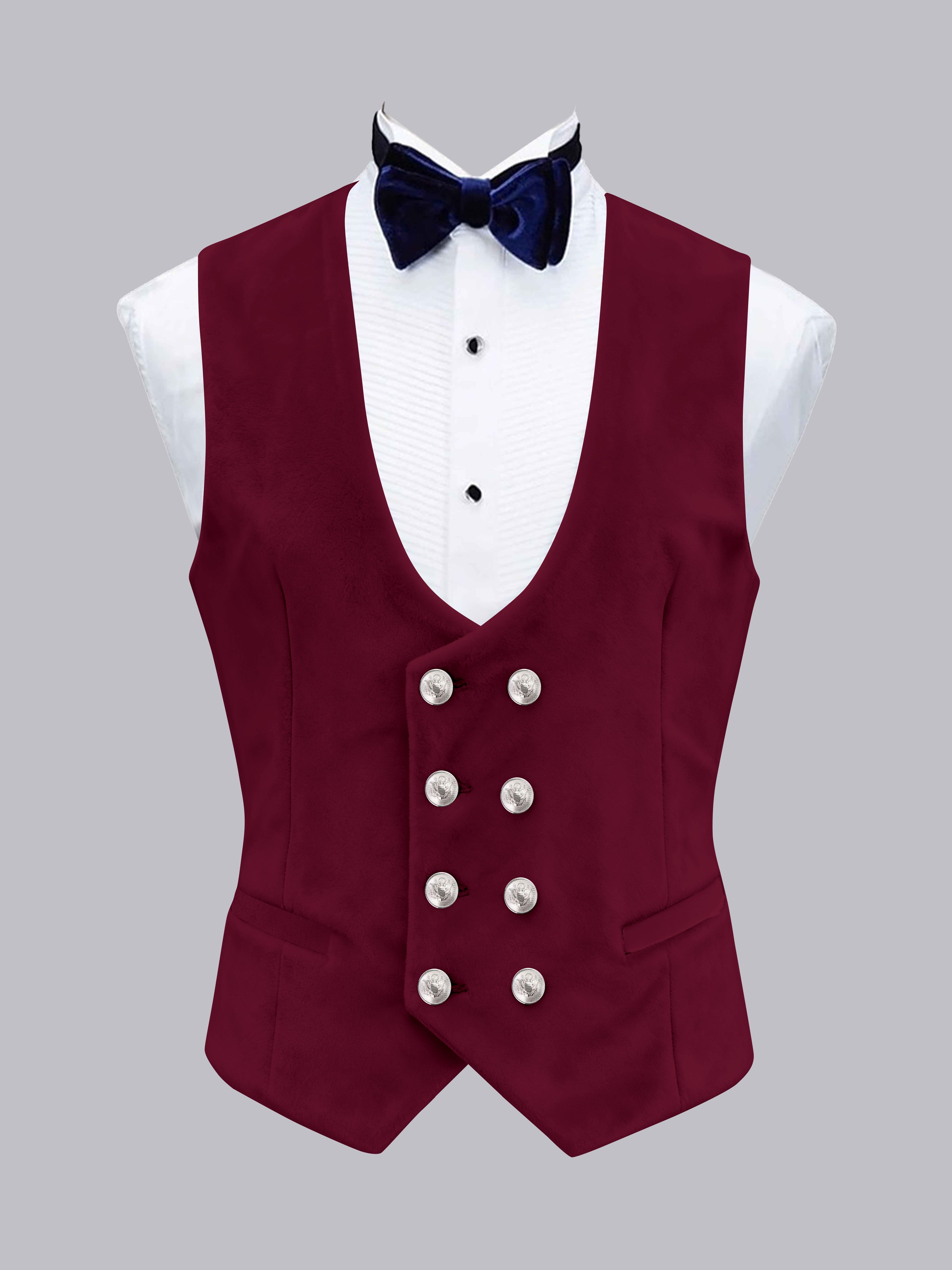 Gilet Uni En Velours À Coupe Ajustée Double Boutonnage Pour Homme