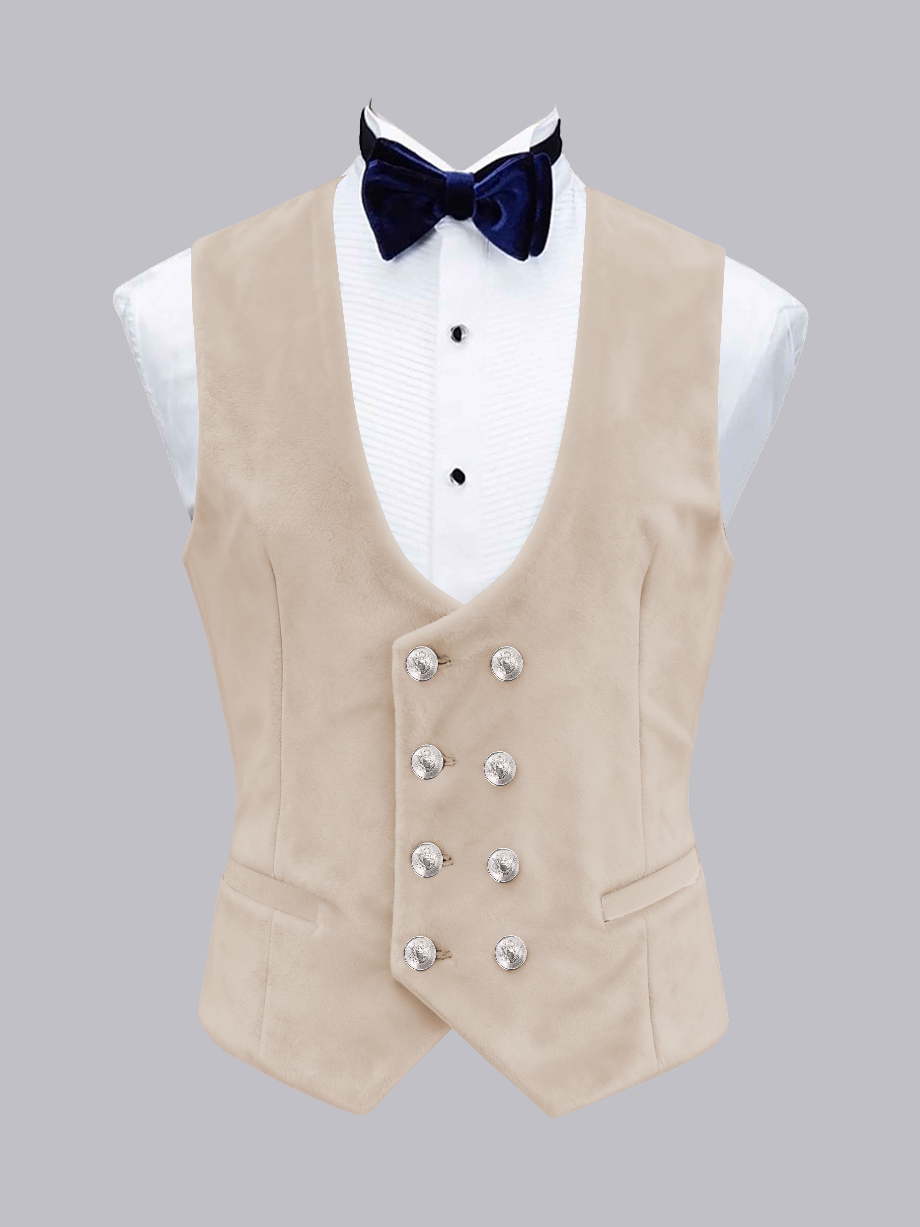 Gilet Uni En Velours À Coupe Ajustée Double Boutonnage Pour Homme