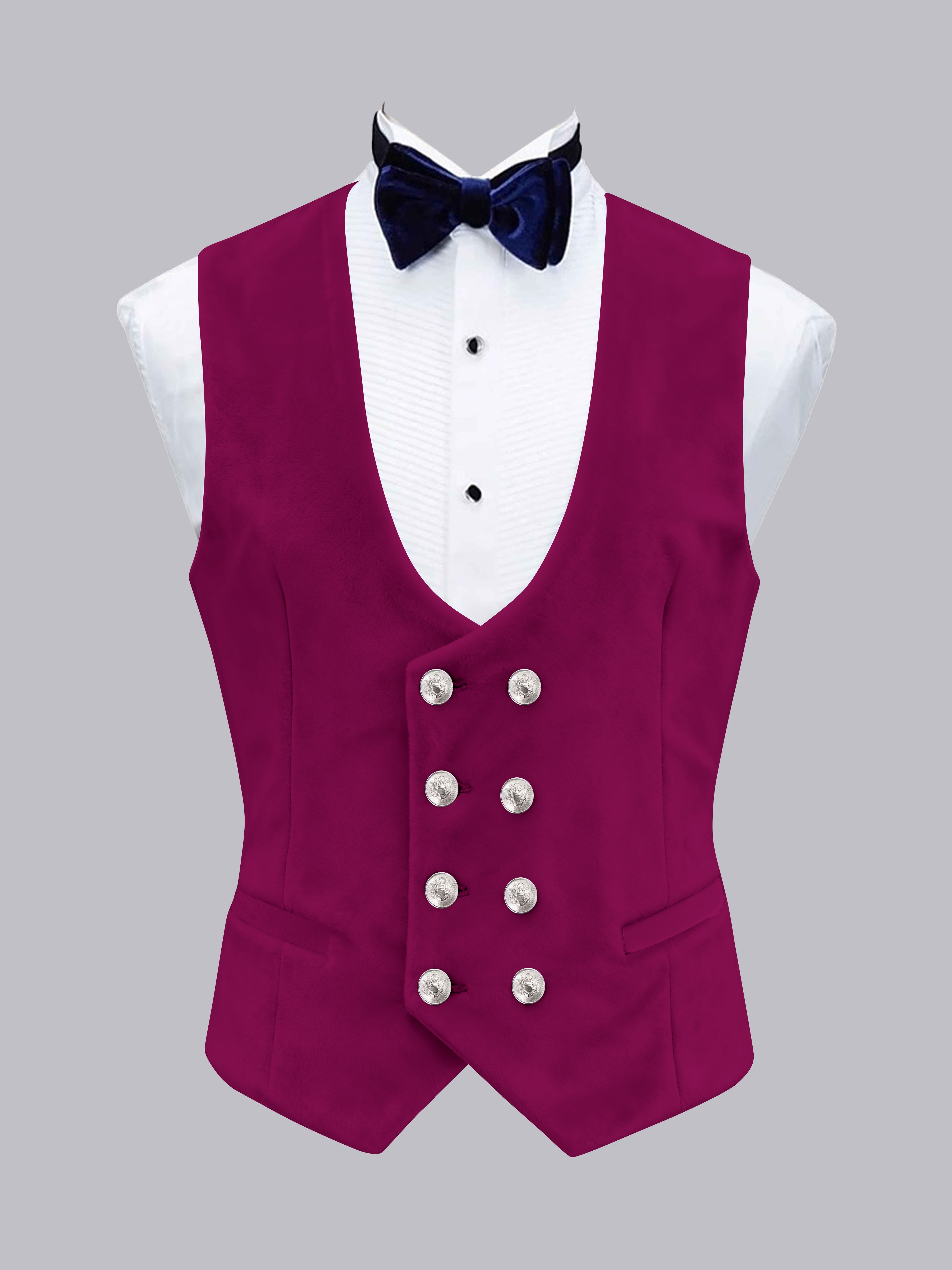 Gilet Uni En Velours À Coupe Ajustée Double Boutonnage Pour Homme