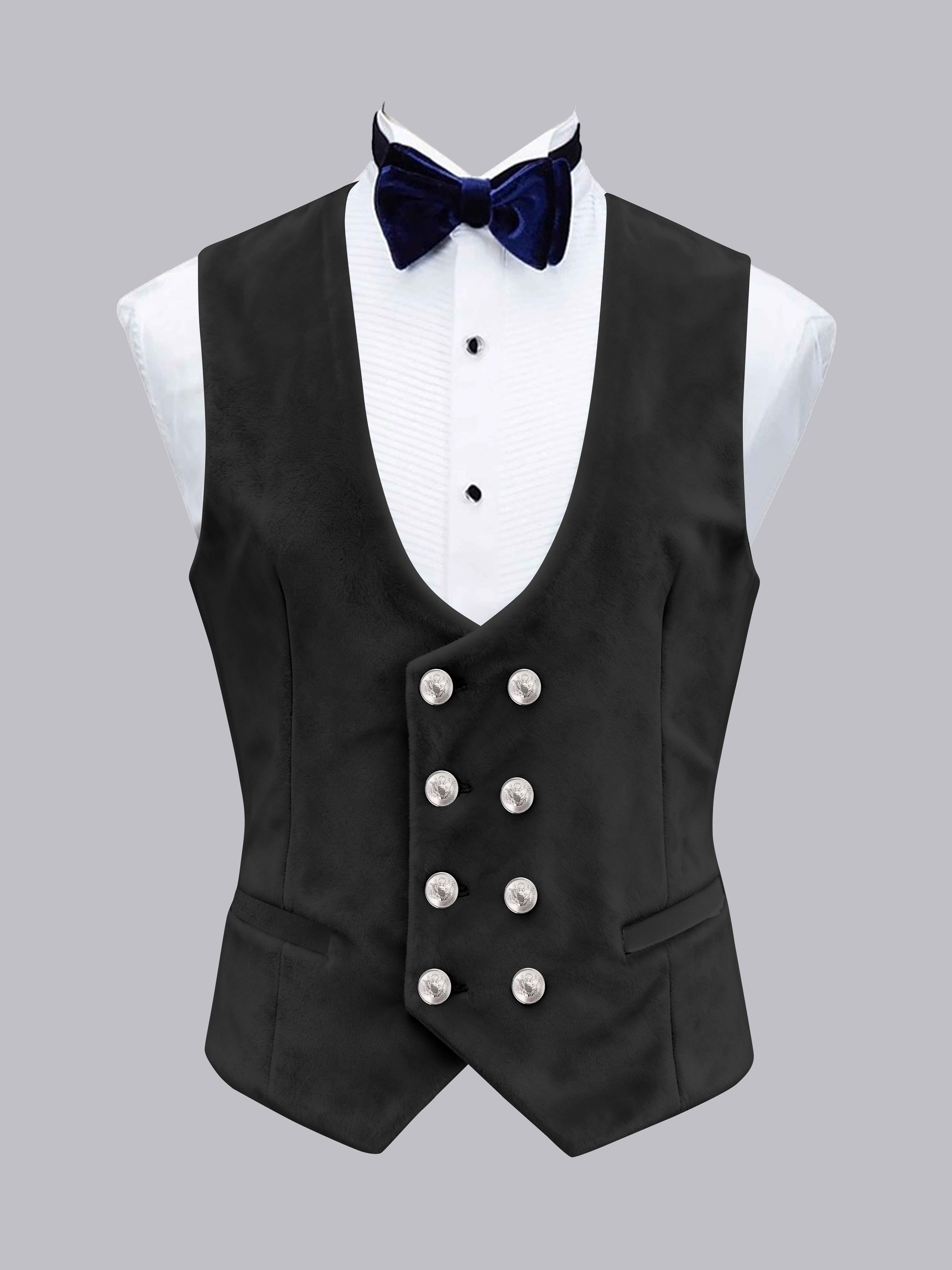 Gilet Uni En Velours À Coupe Ajustée Double Boutonnage Pour Homme