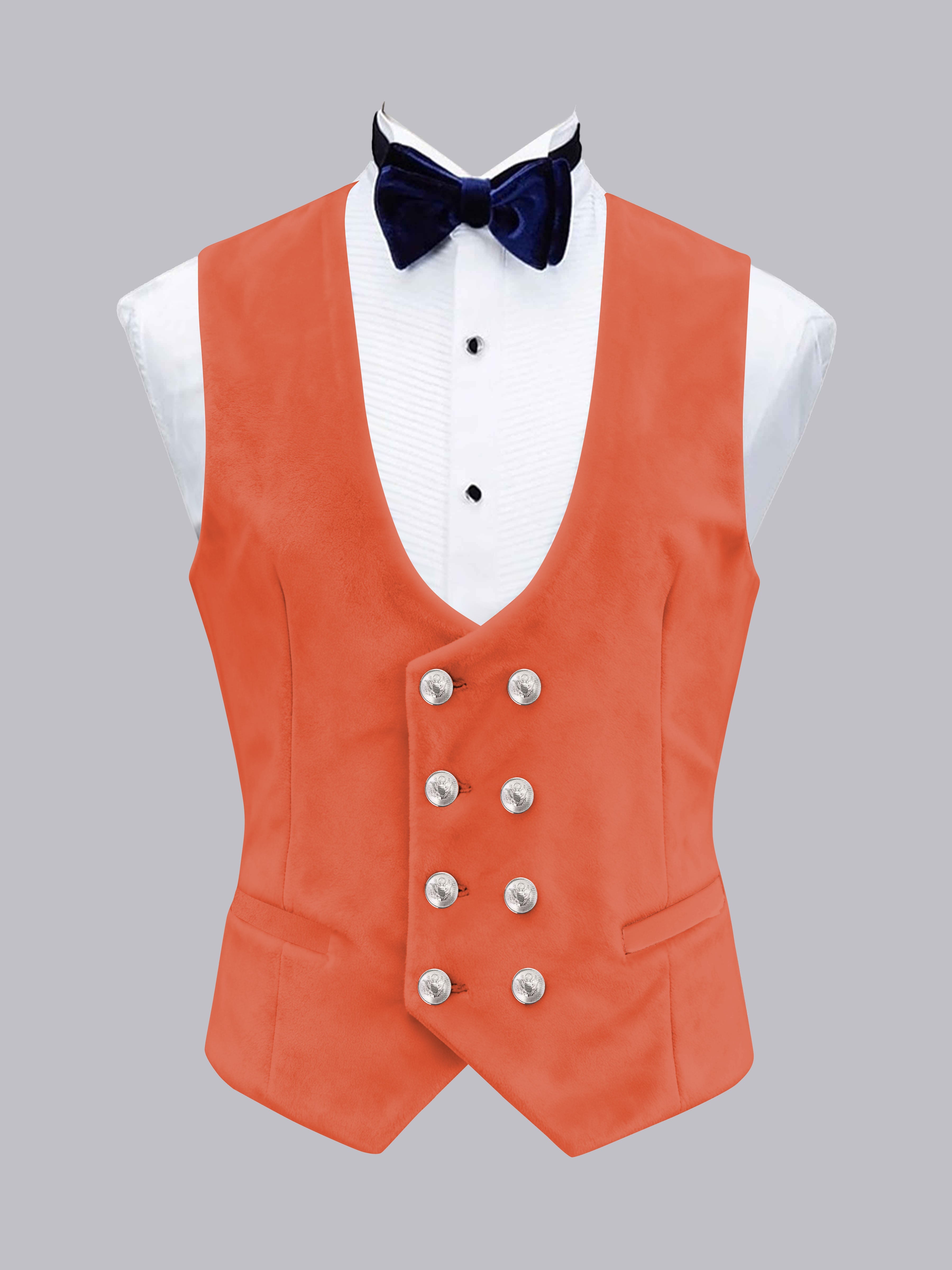 Gilet Uni En Velours À Coupe Ajustée Double Boutonnage Pour Homme