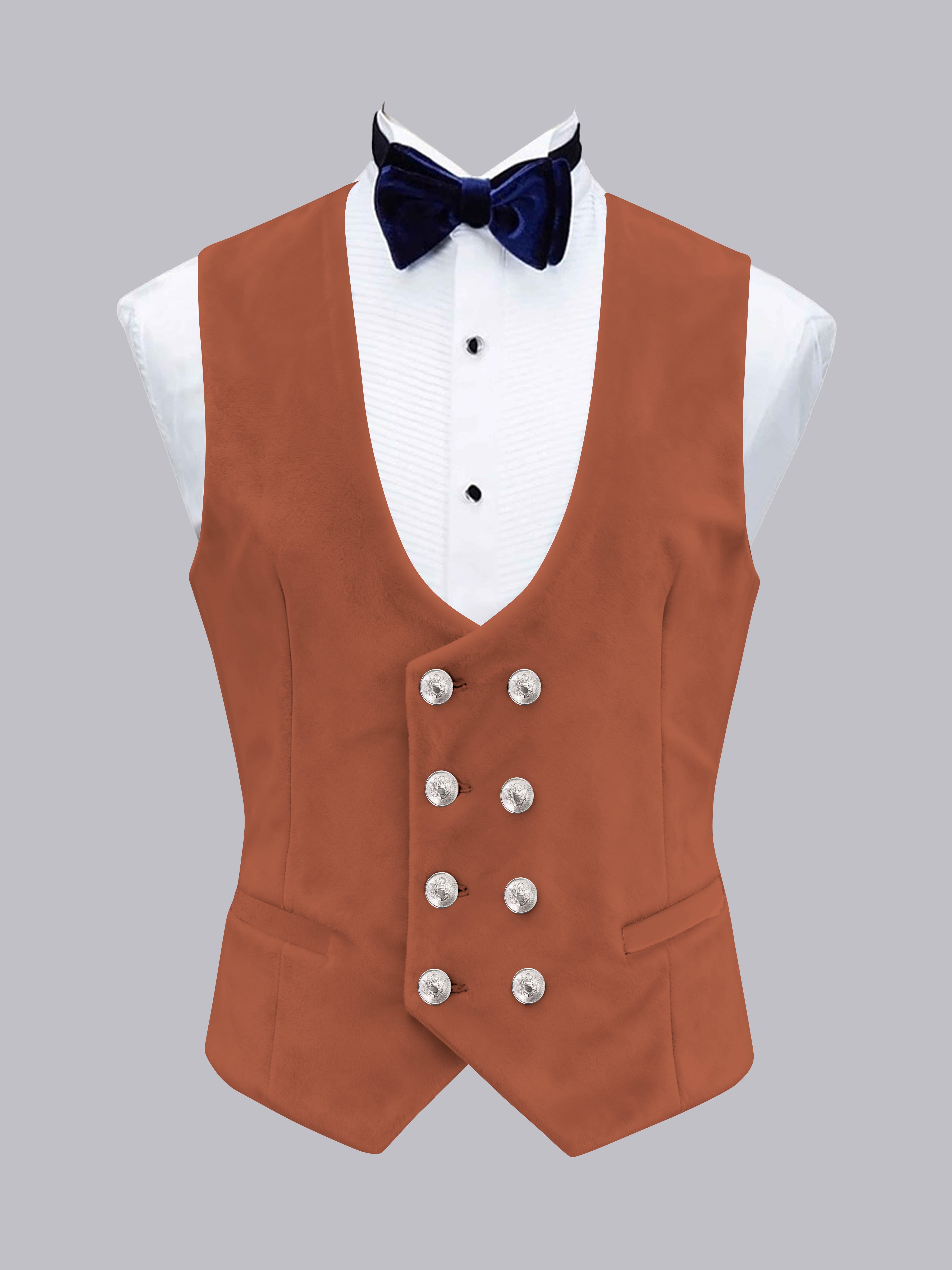 Gilet Uni En Velours À Coupe Ajustée Double Boutonnage Pour Homme