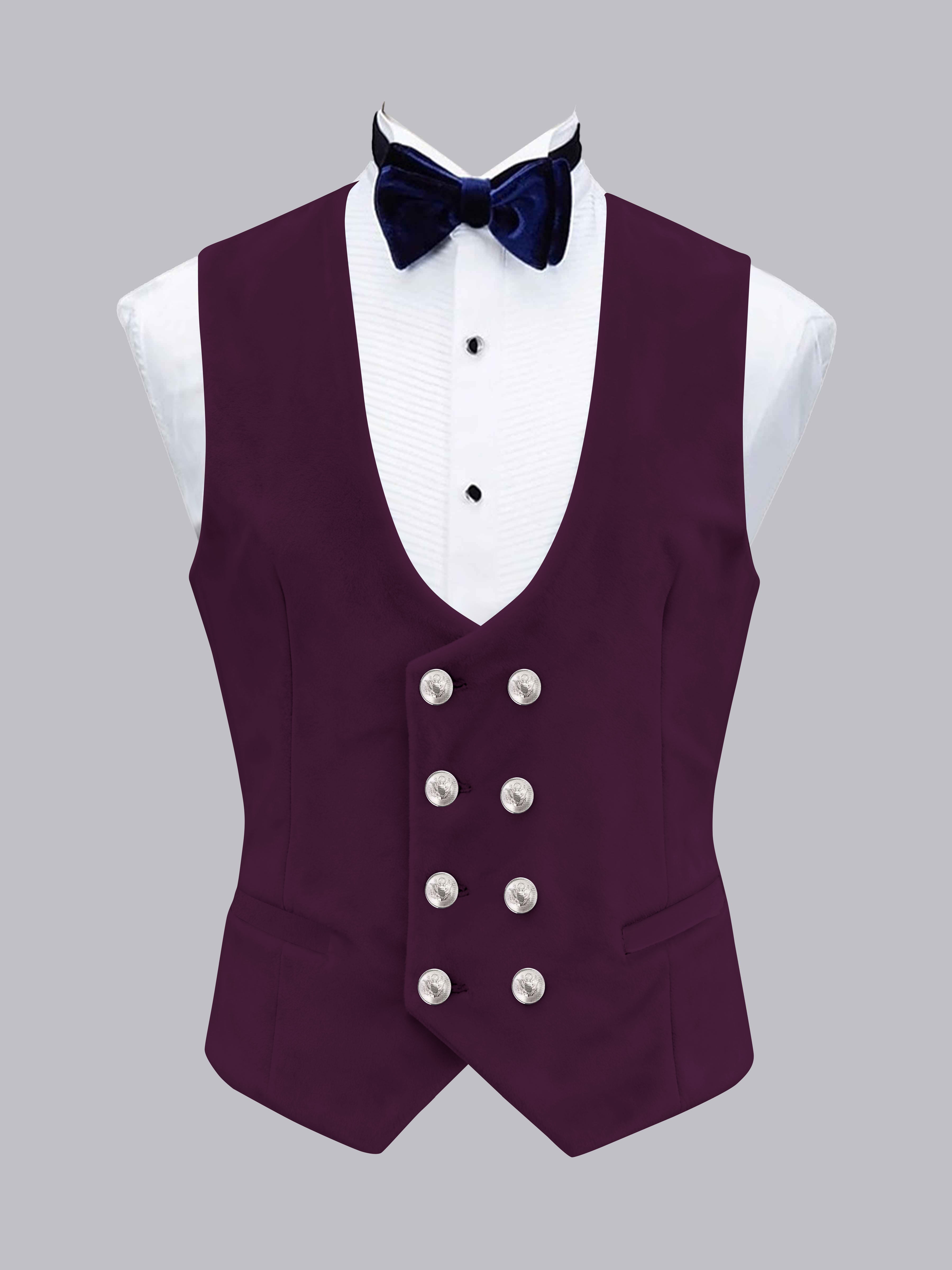 Gilet Uni En Velours À Coupe Ajustée Double Boutonnage Pour Homme