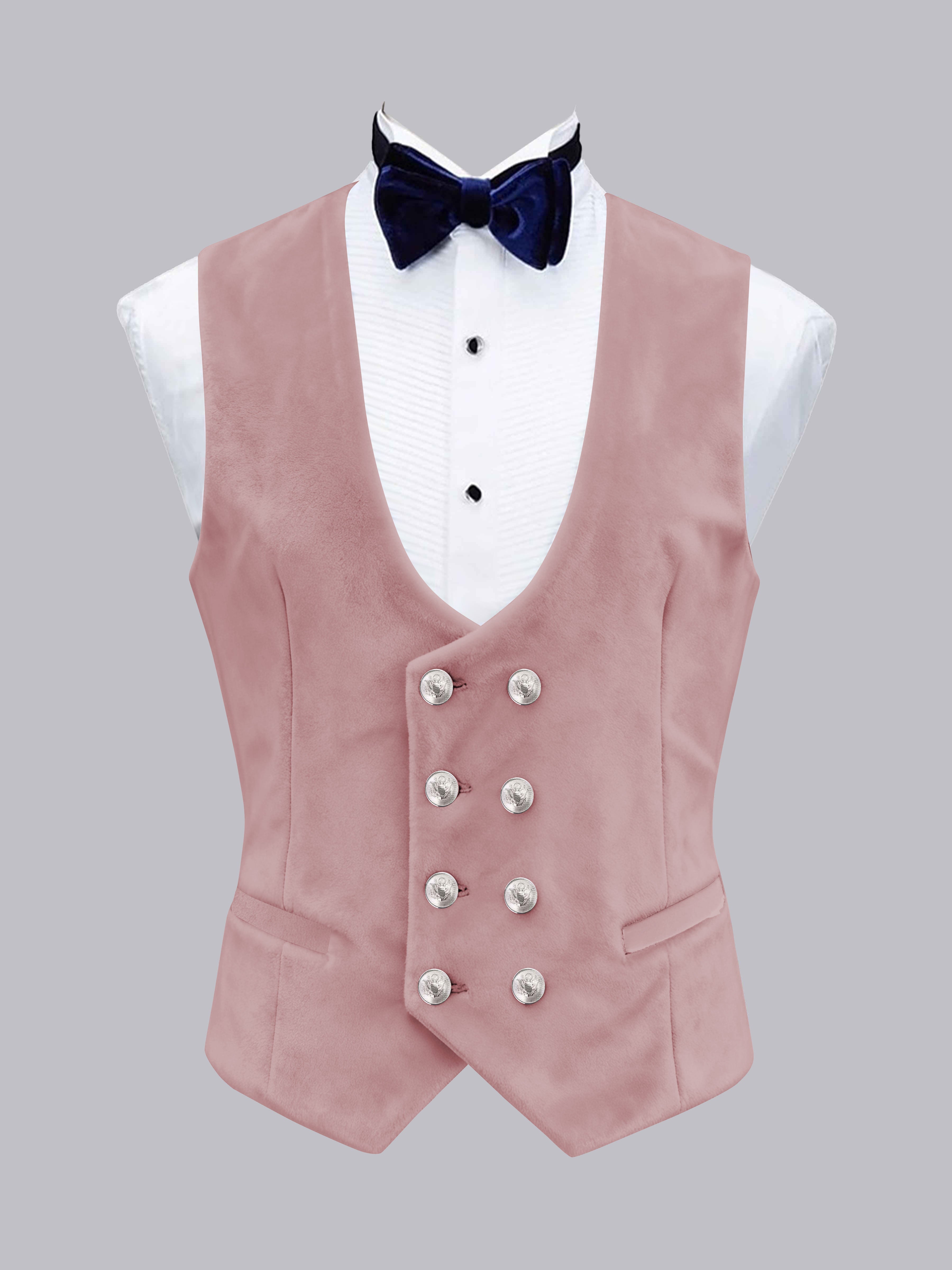 Gilet Uni En Velours À Coupe Ajustée Double Boutonnage Pour Homme