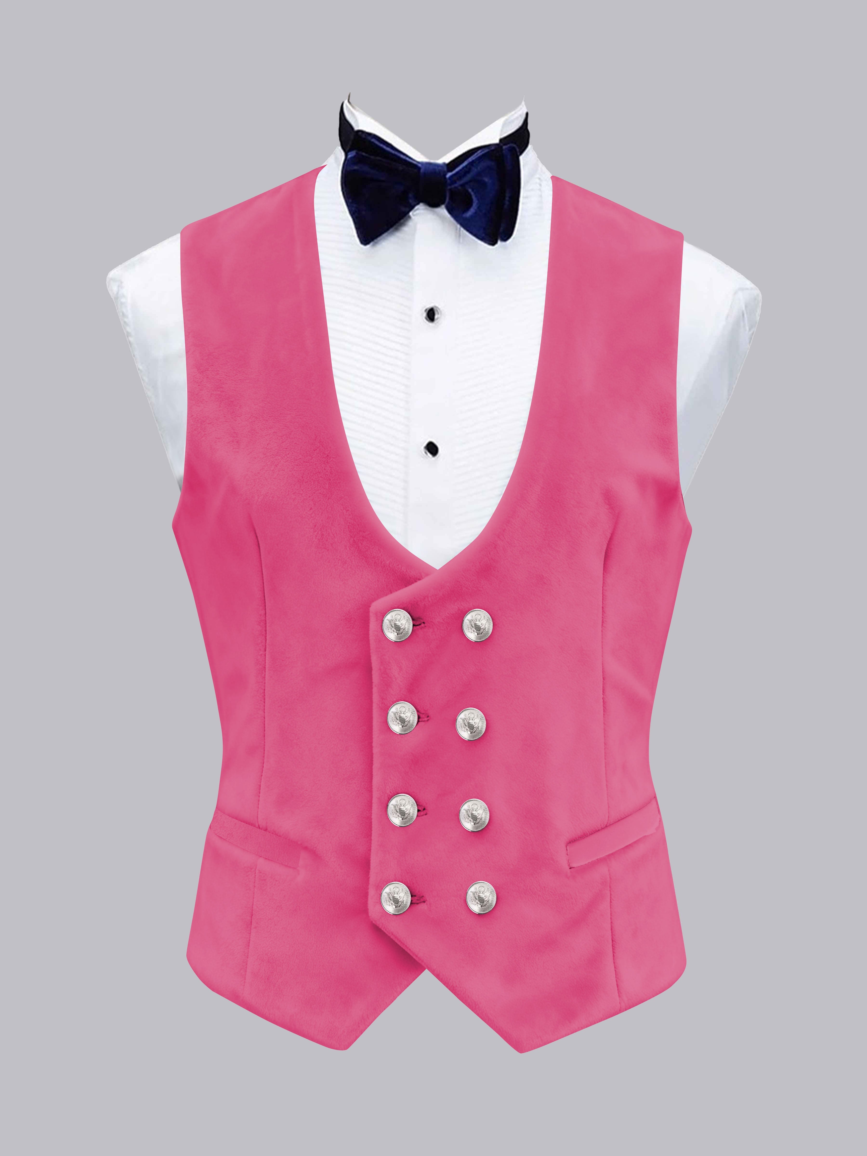 Gilet Uni En Velours À Coupe Ajustée Double Boutonnage Pour Homme