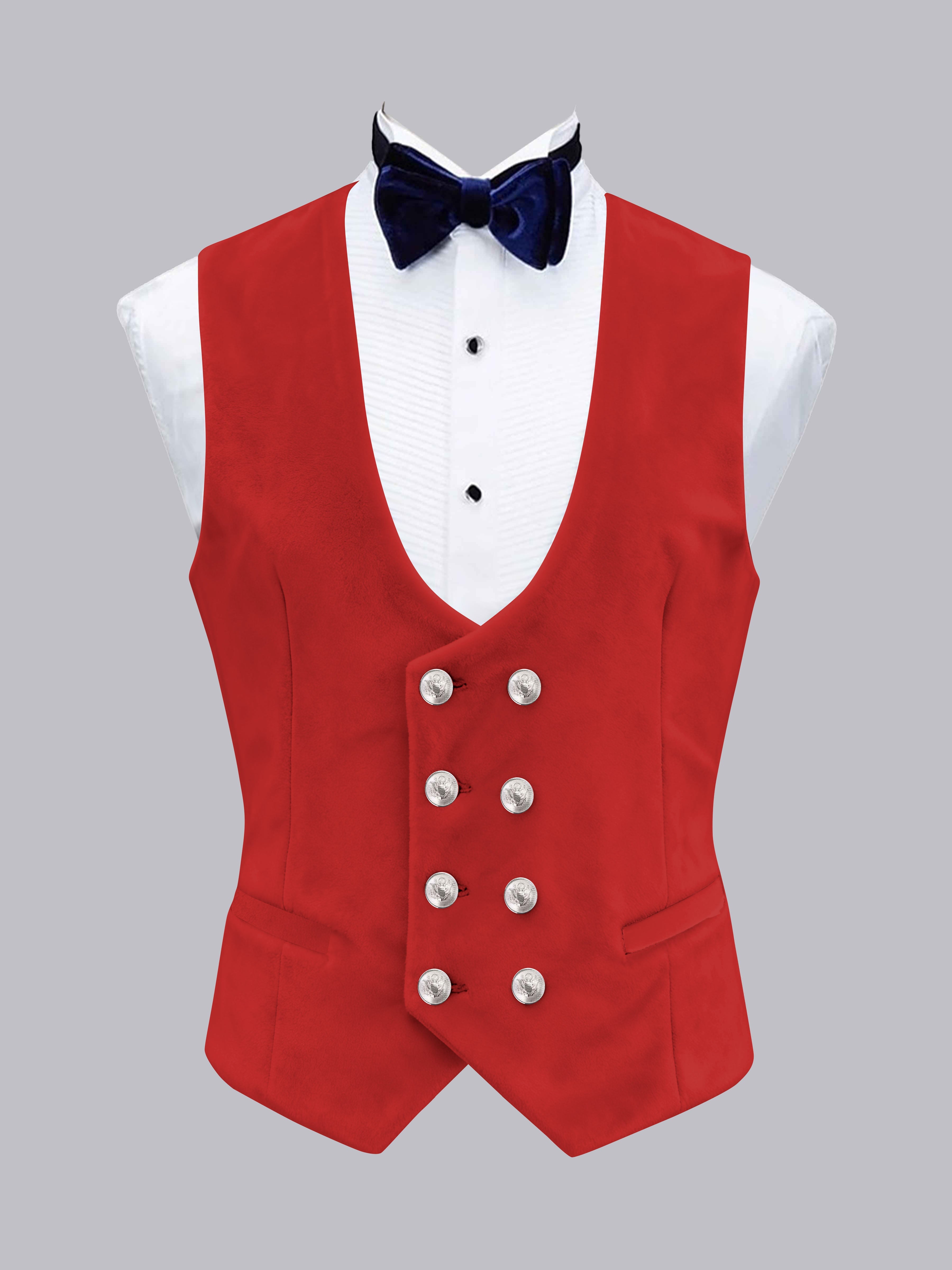 Gilet Uni En Velours À Coupe Ajustée Double Boutonnage Pour Homme