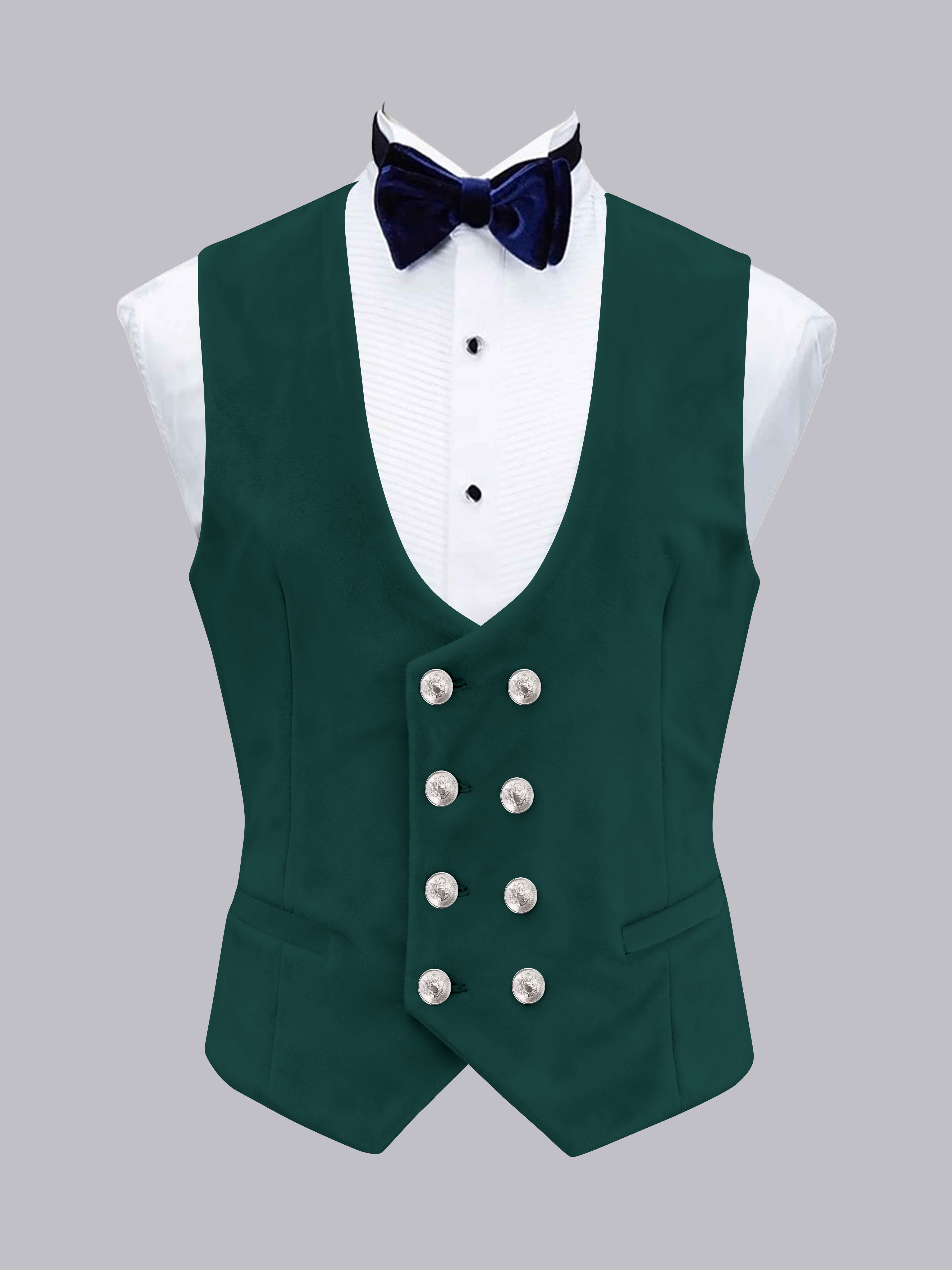 Gilet Uni En Velours À Coupe Ajustée Double Boutonnage Pour Homme