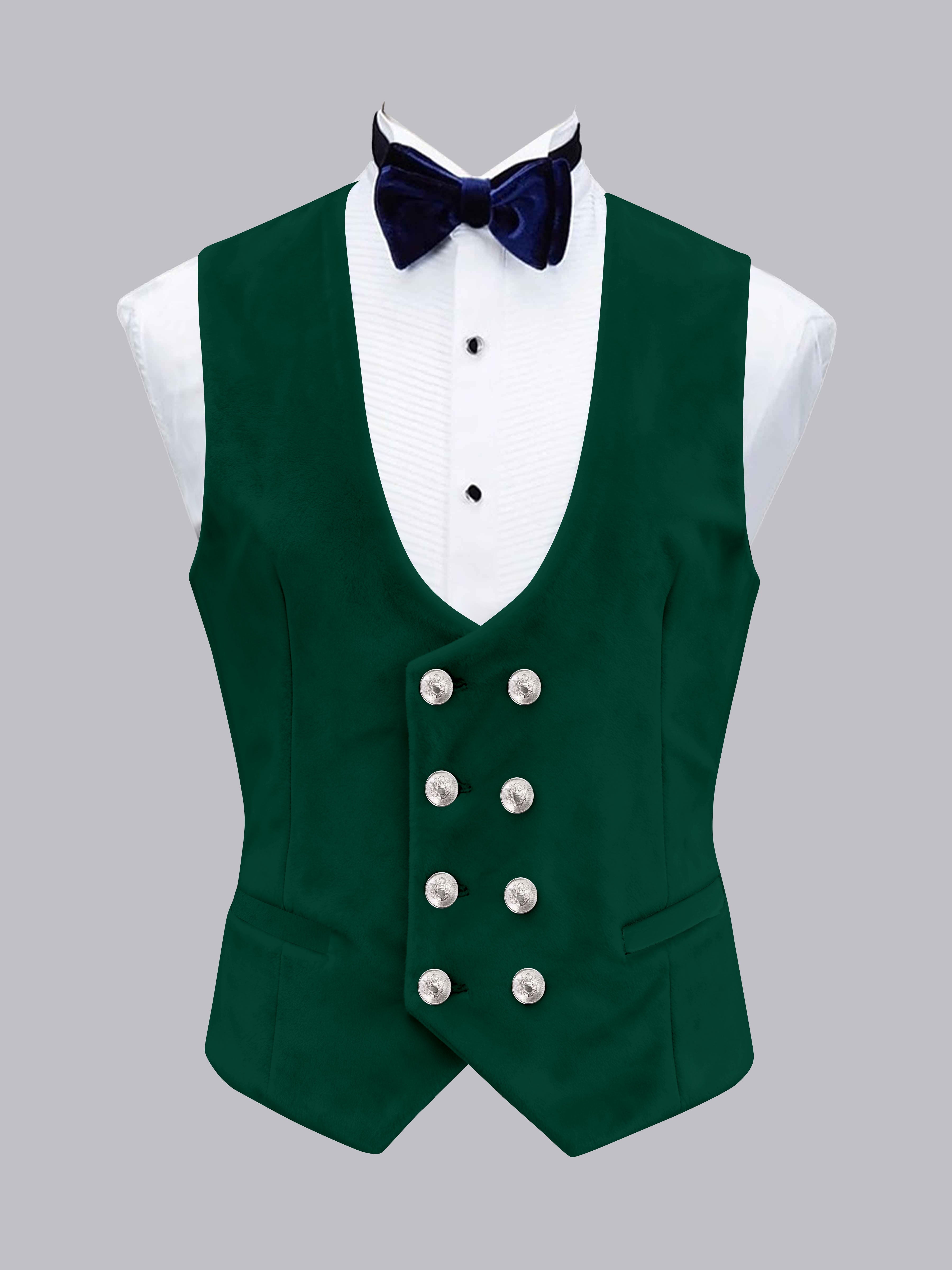 Gilet Uni En Velours À Coupe Ajustée Double Boutonnage Pour Homme