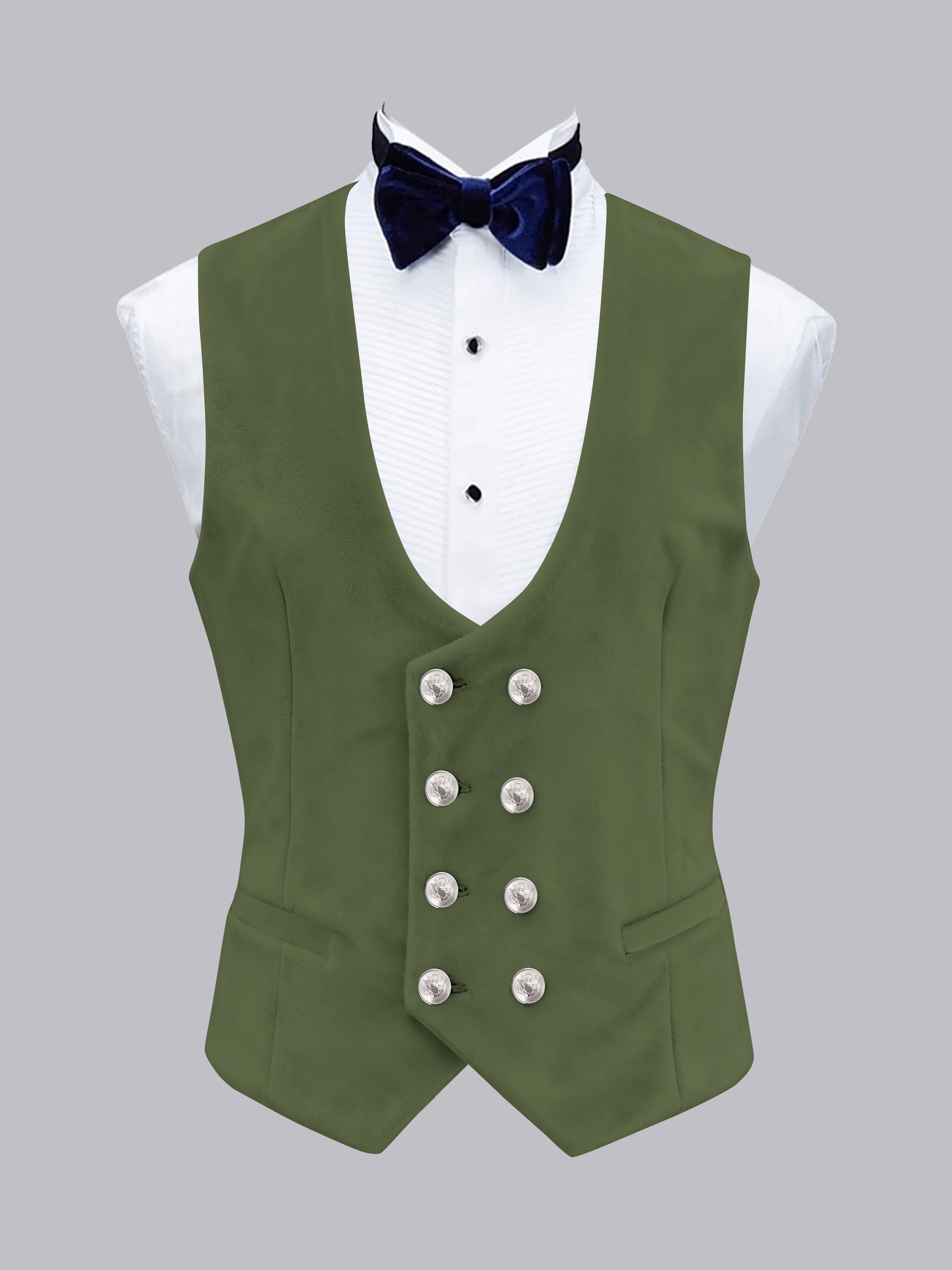 Gilet Uni En Velours À Coupe Ajustée Double Boutonnage Pour Homme